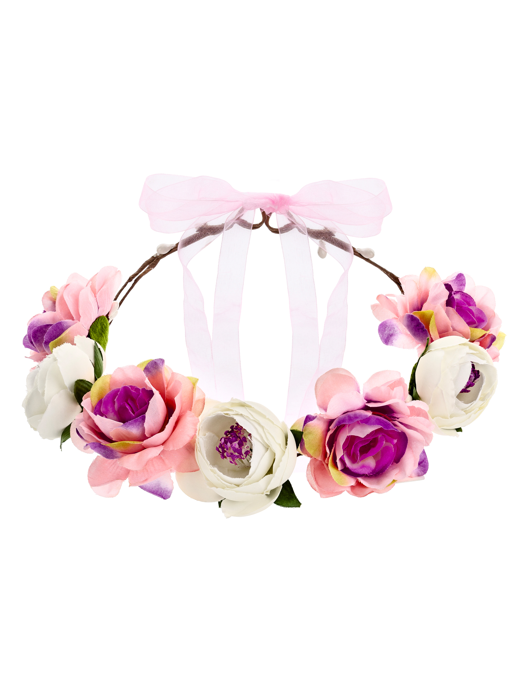 Couronne de fleurs roses 17 cm