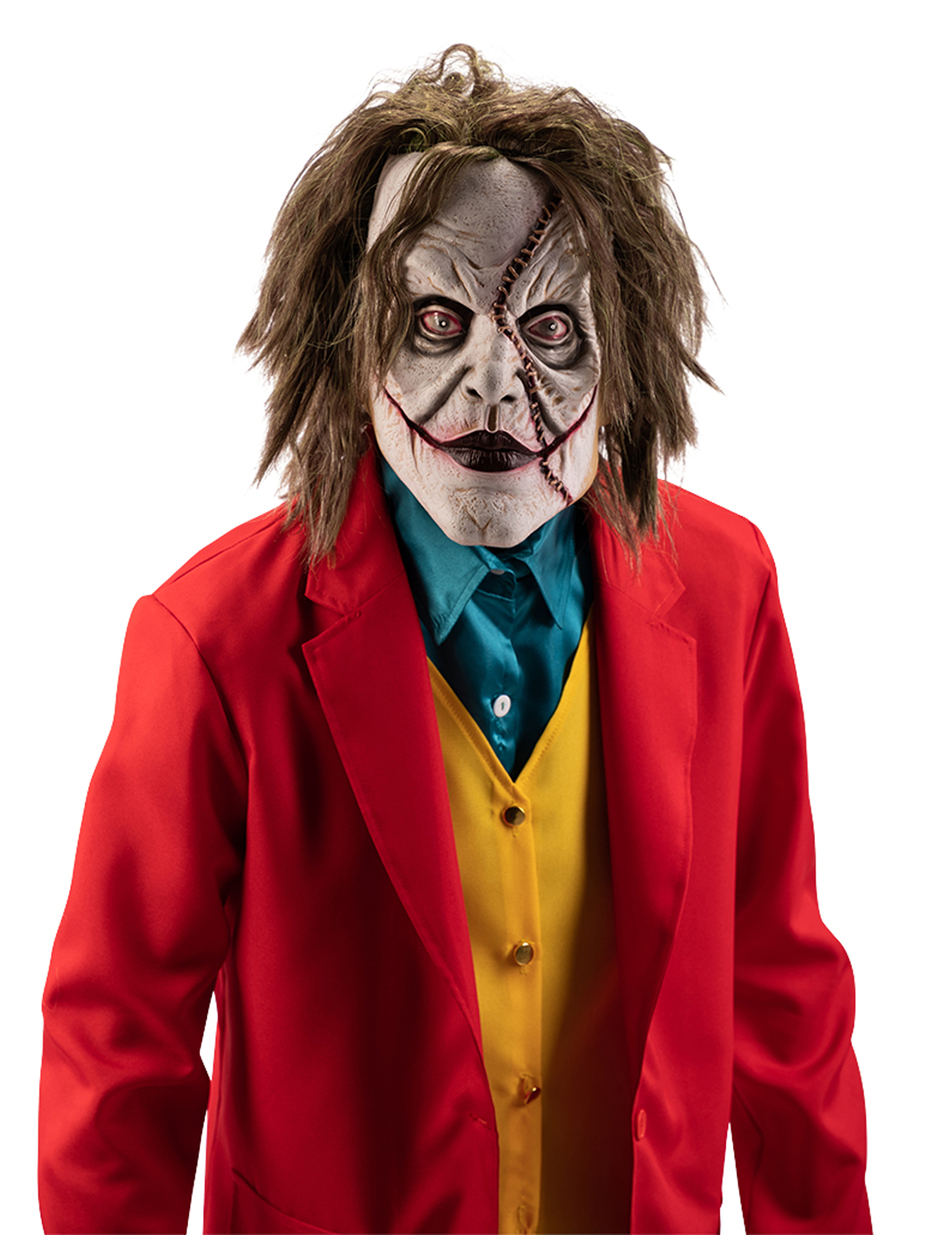 masque clown déjanté avec cheveux adulte