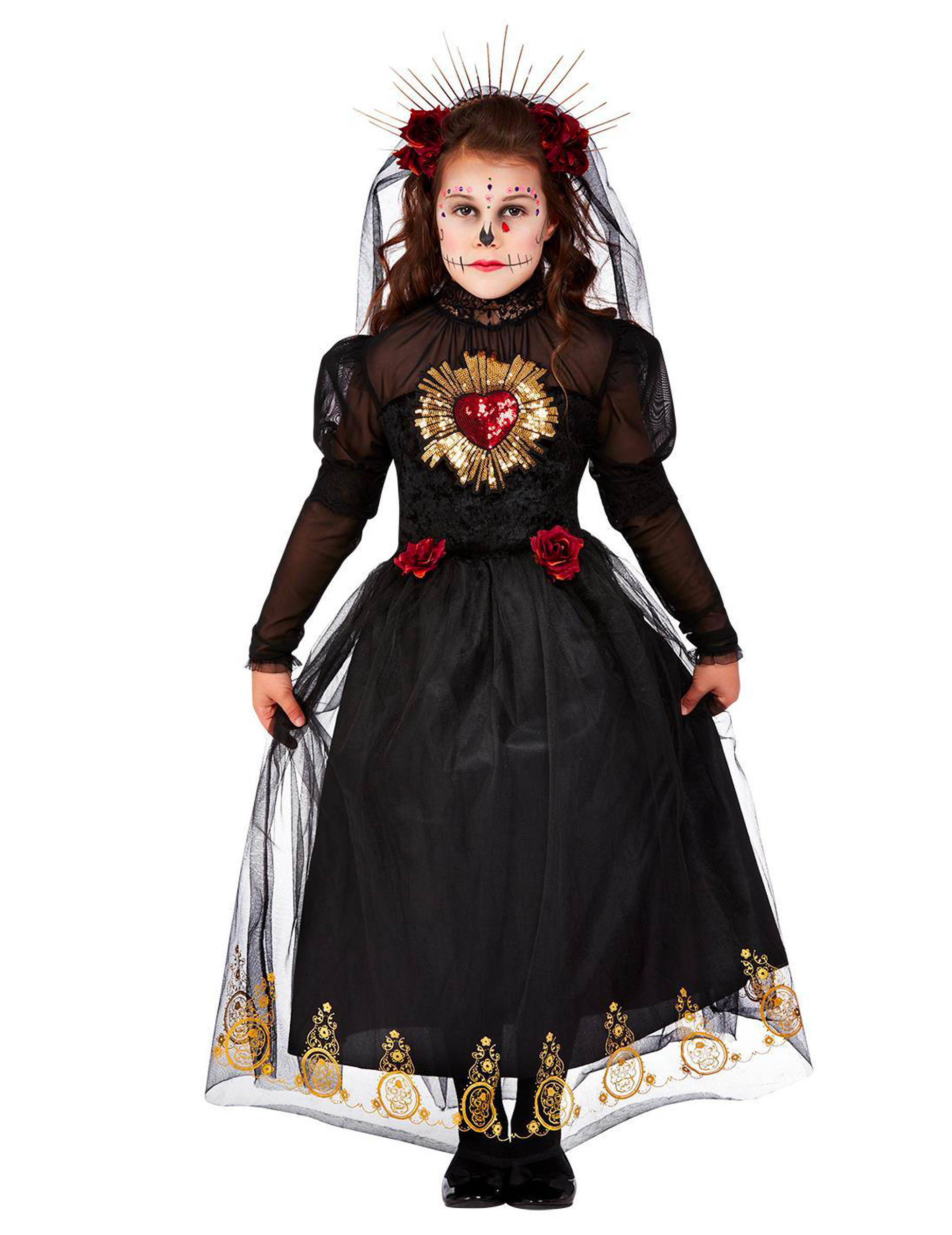 Déguisement mariée noire Dia de los muertos fille