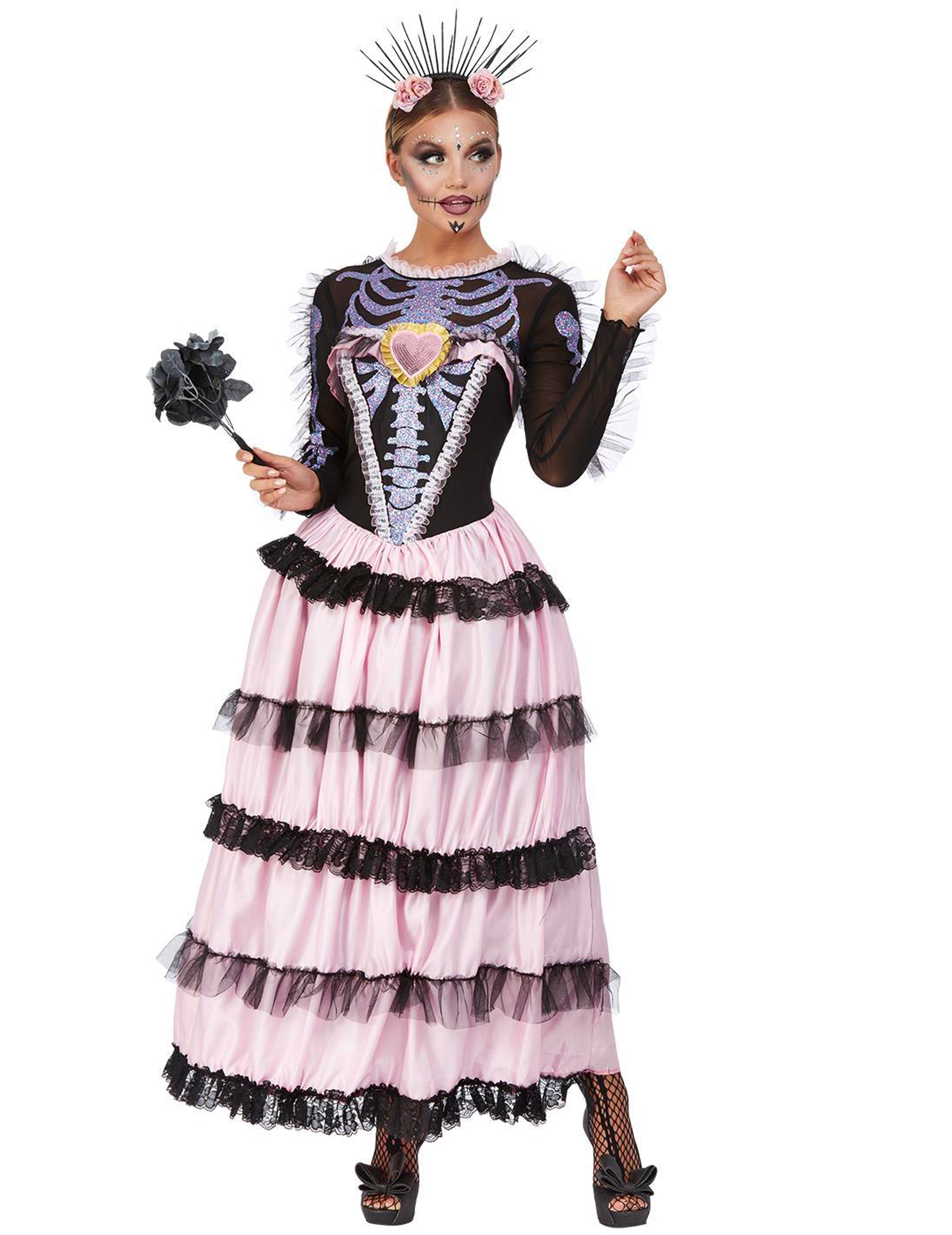 Déguisement mariée rose Dia de los muertos femme