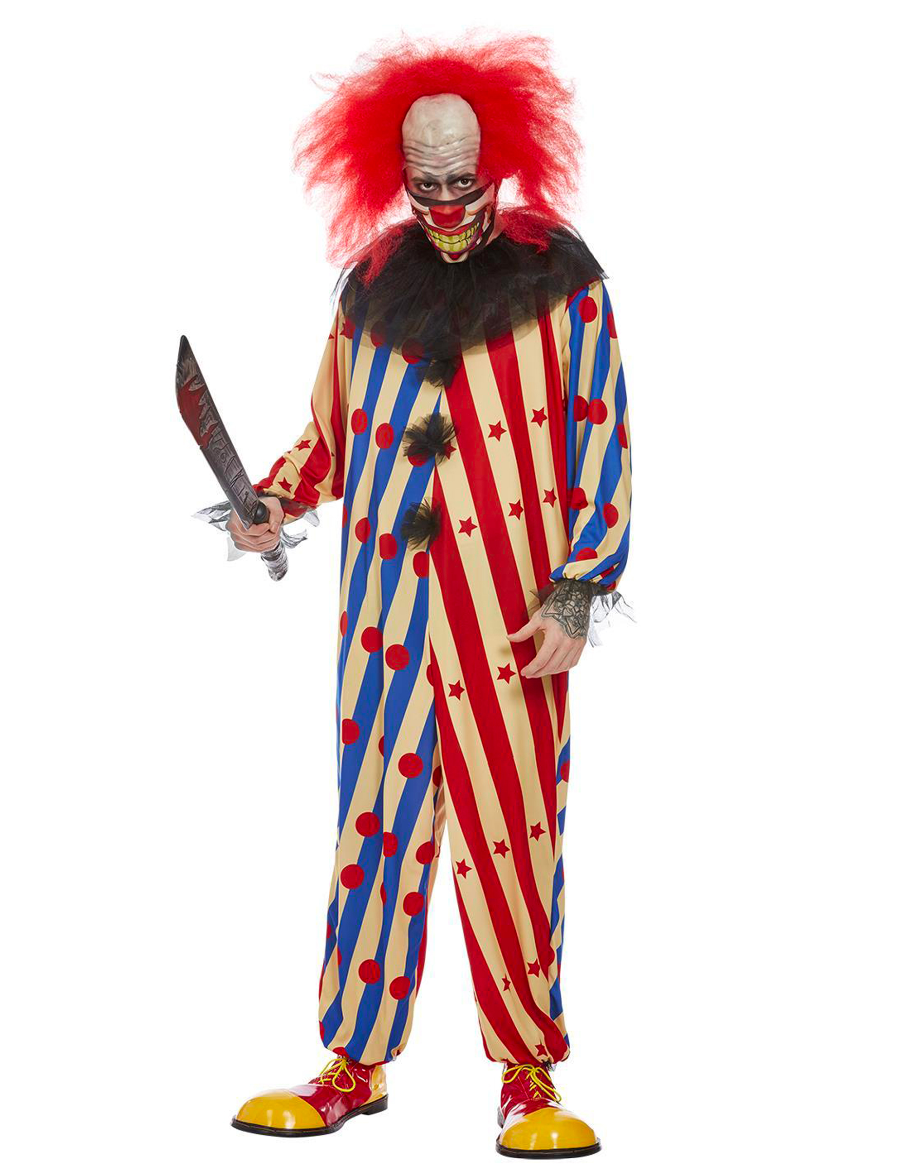 Déguisement creepy clown bicolore homme