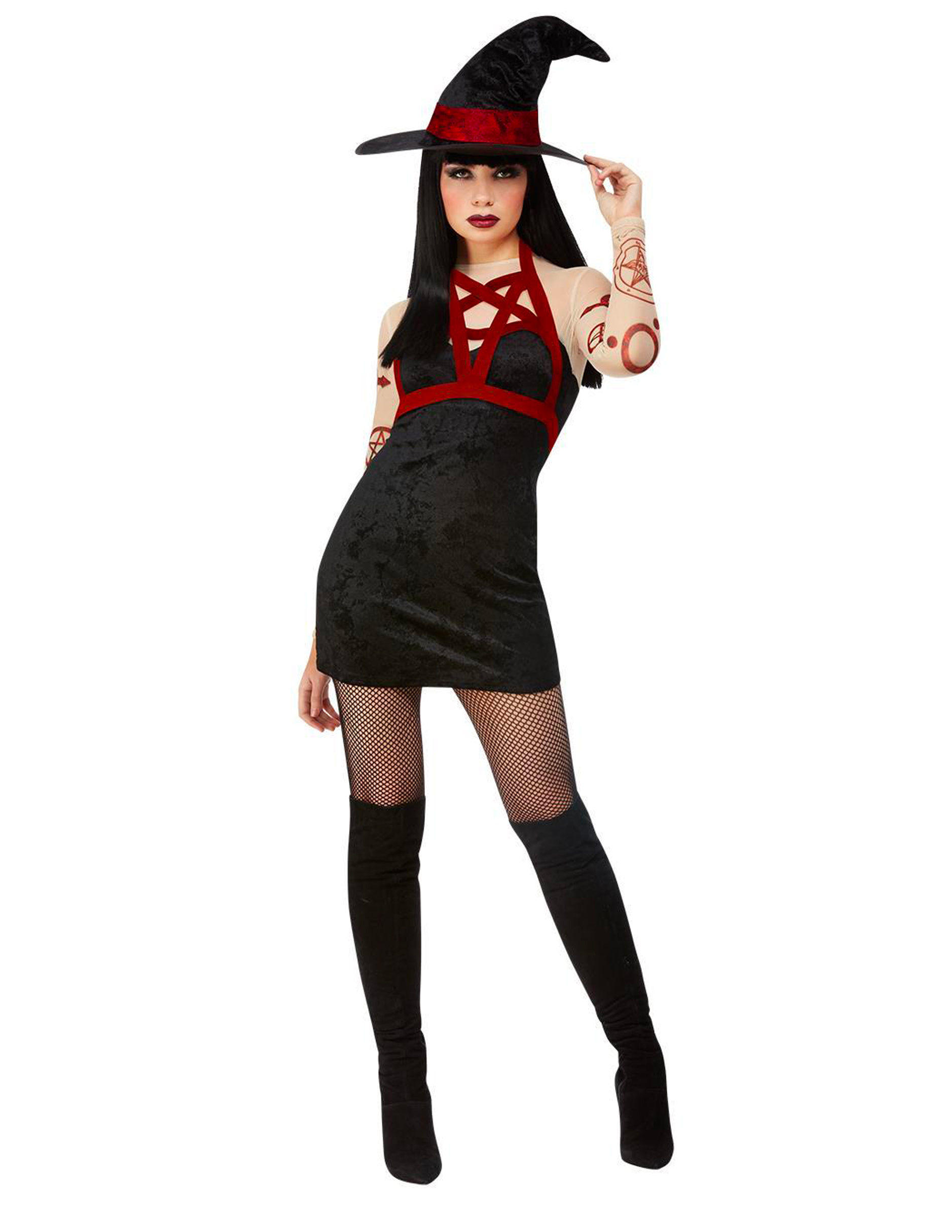 Déguisement sorcière satanique noire sexy femme