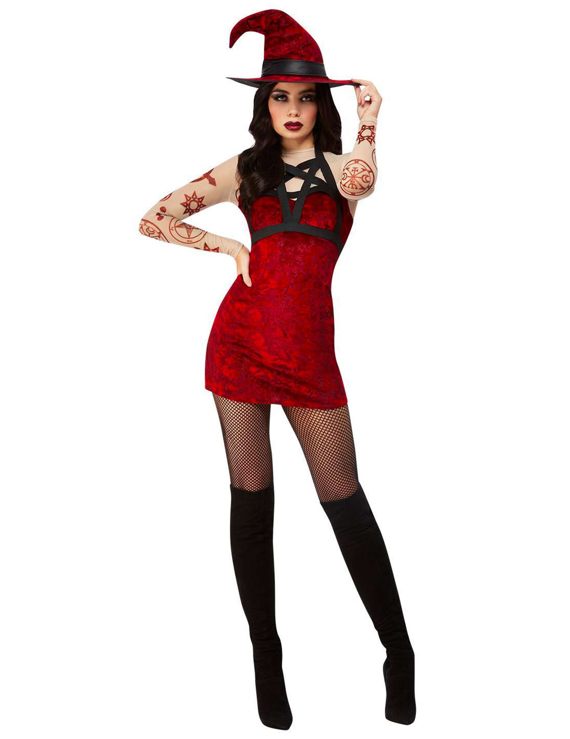 Déguisement sorcière satanique rouge sexy femme