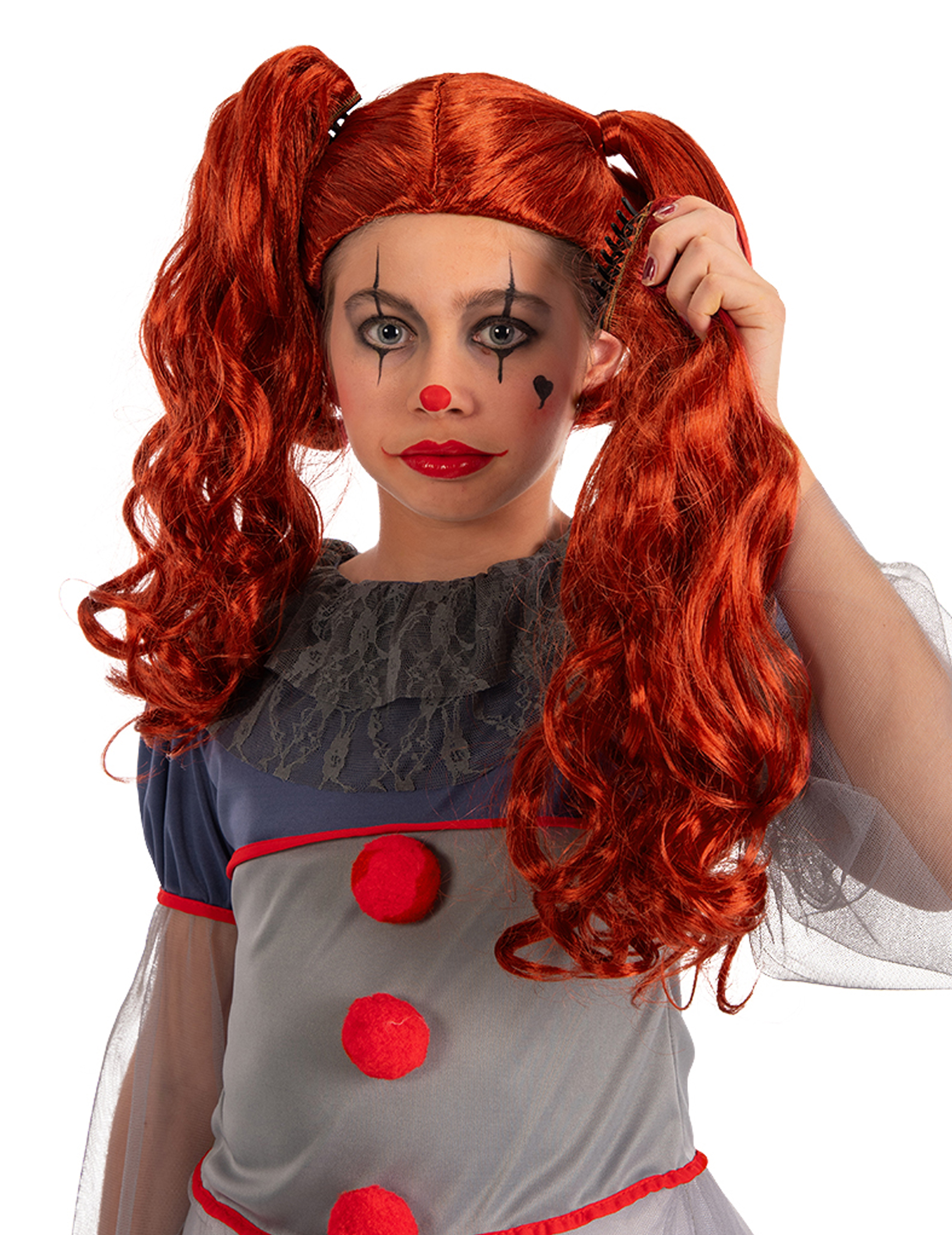Perruque clown à couette fille