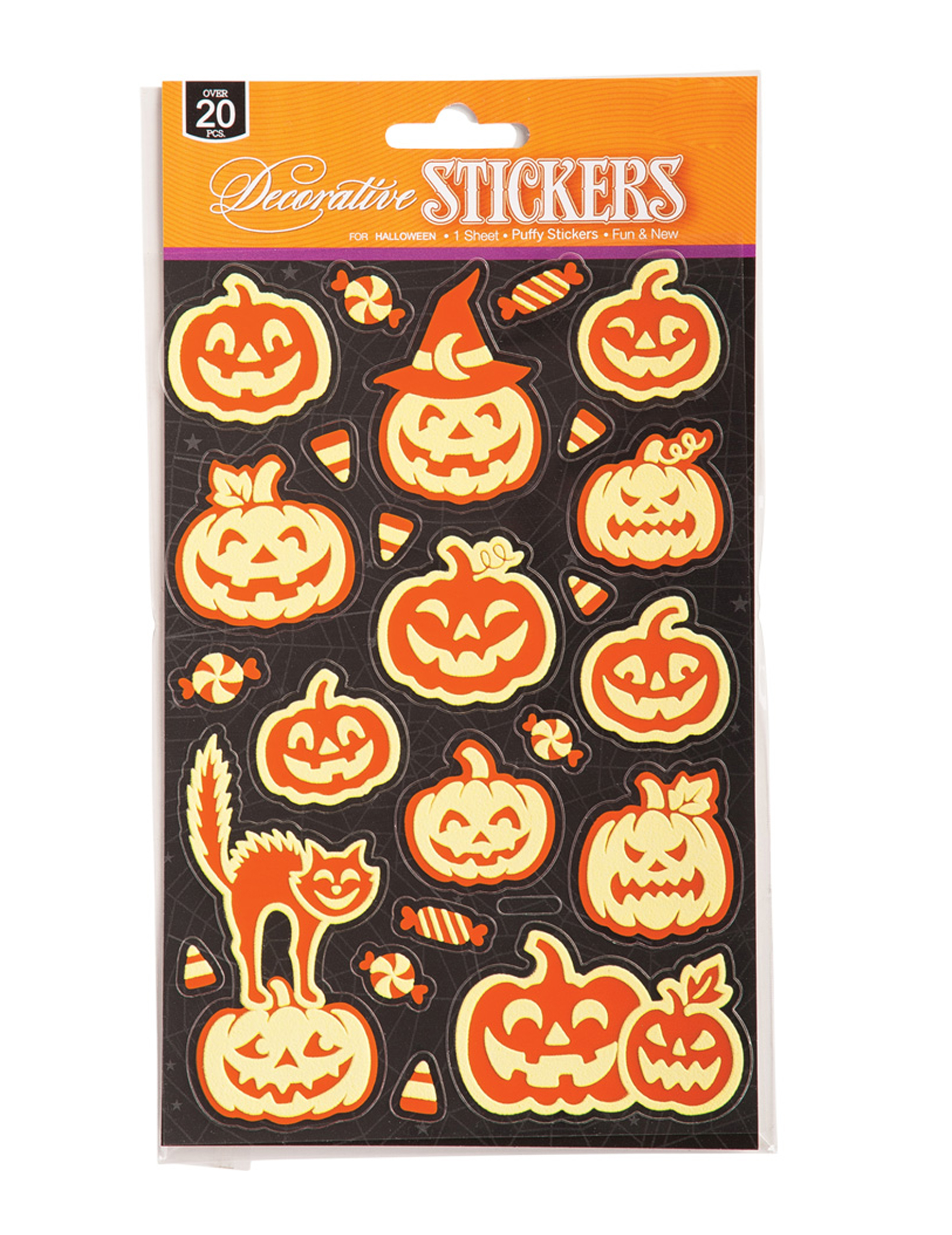 20 Stickers citrouilles phosphorescents