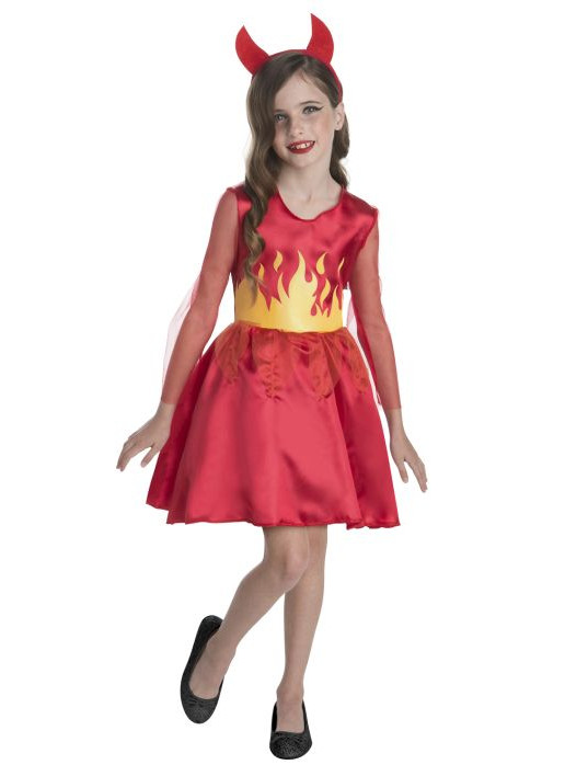 Déguissement Miss Devil rouge avec cornes fille