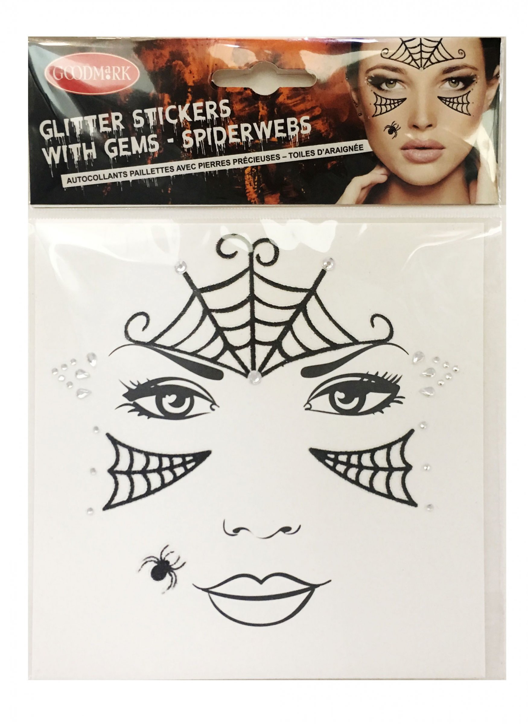 Stickers avec faux diamants pour visage reine araignée femme