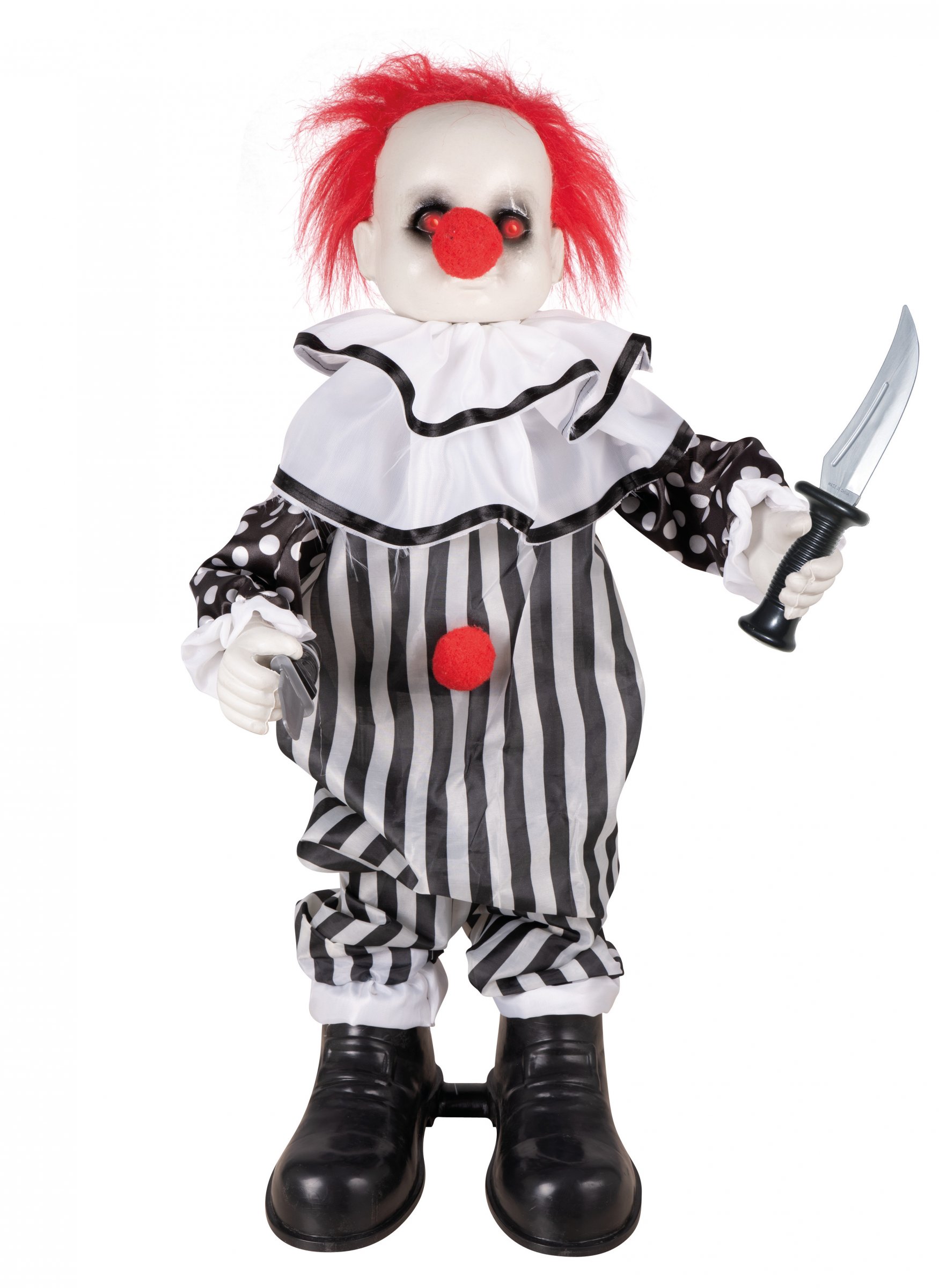 Décoration animée et sonore clown fou 80 cm