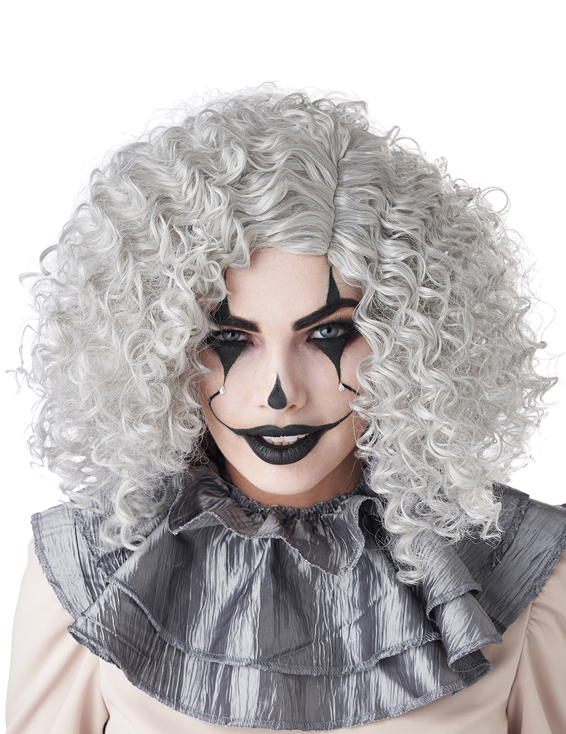 Perruque clown grise adulte