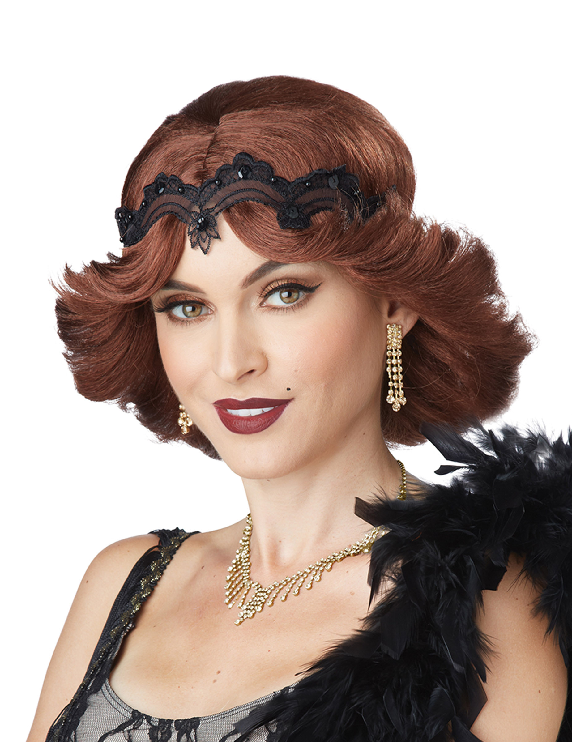 Perruque années 20 rousse femme
