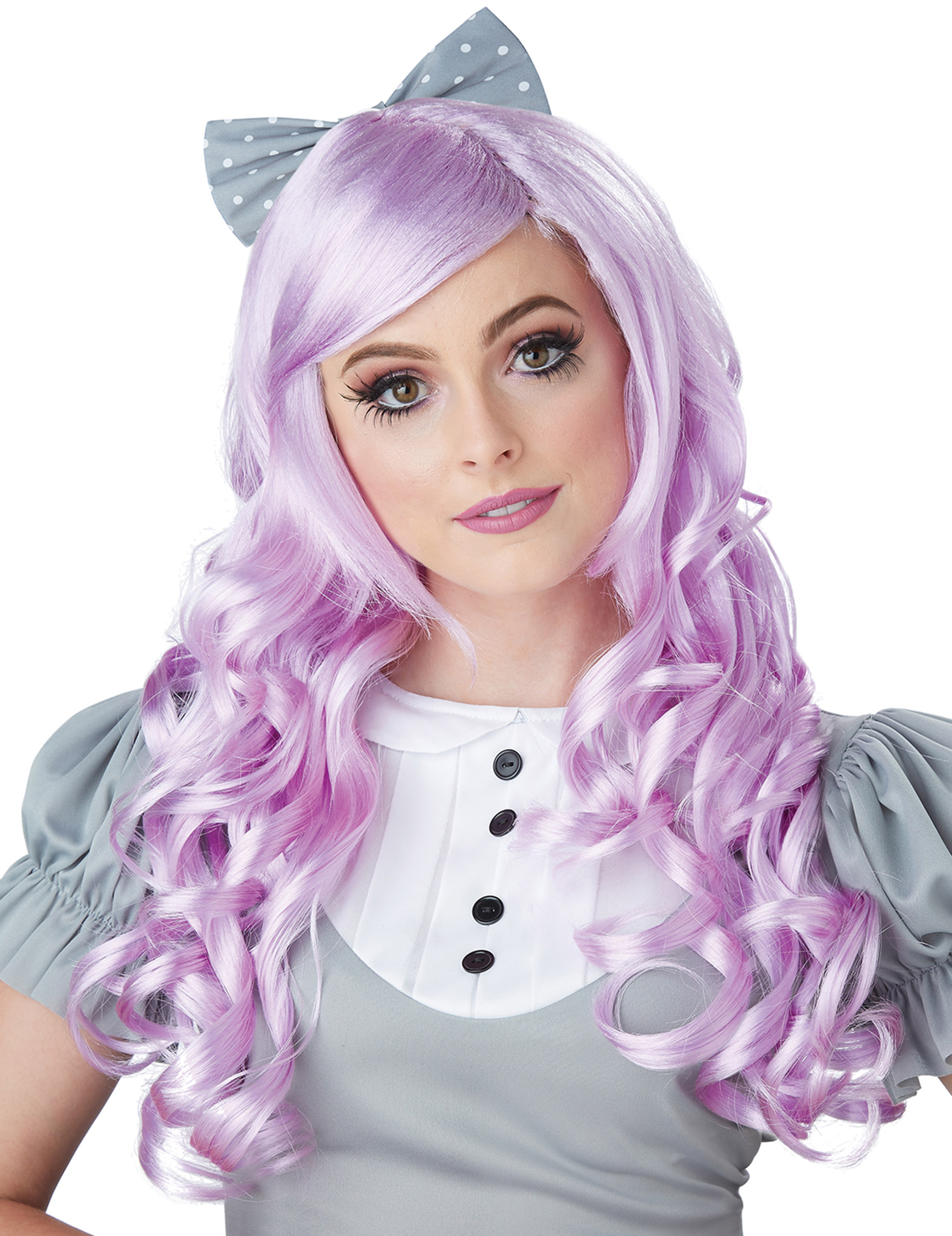 Perruque longue cosplay violette adulte