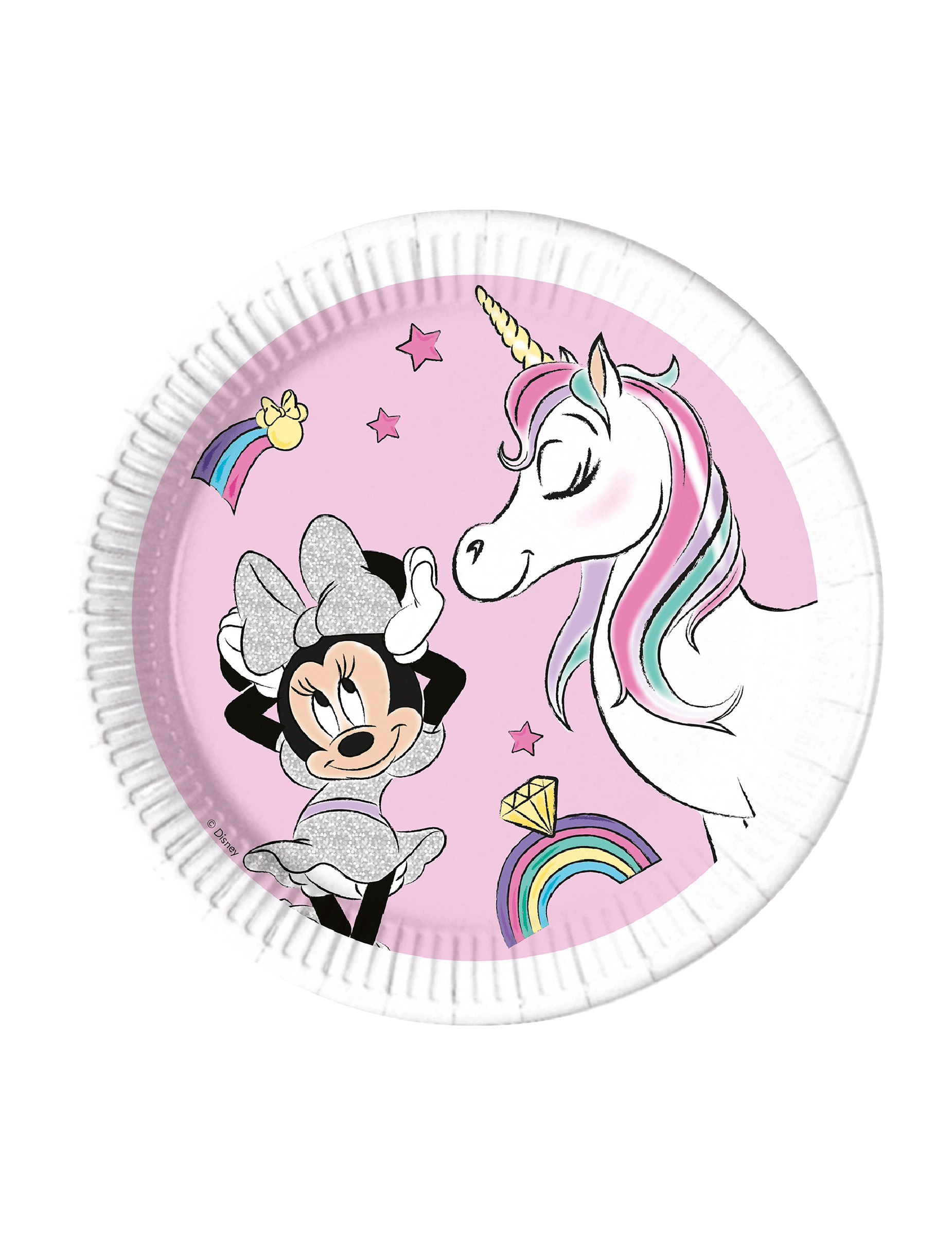 8 Assiettes en carton Minnie Licorne 23 cm