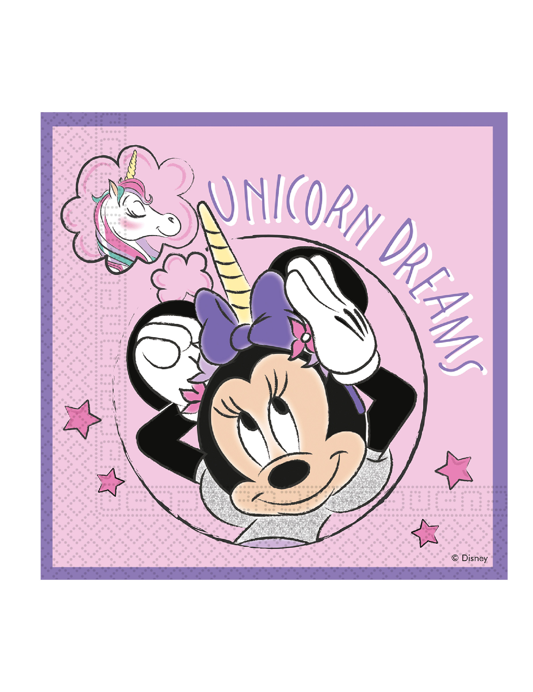 20 Serviettes en papier compostable Minnie Licorne 33 x 33 cm