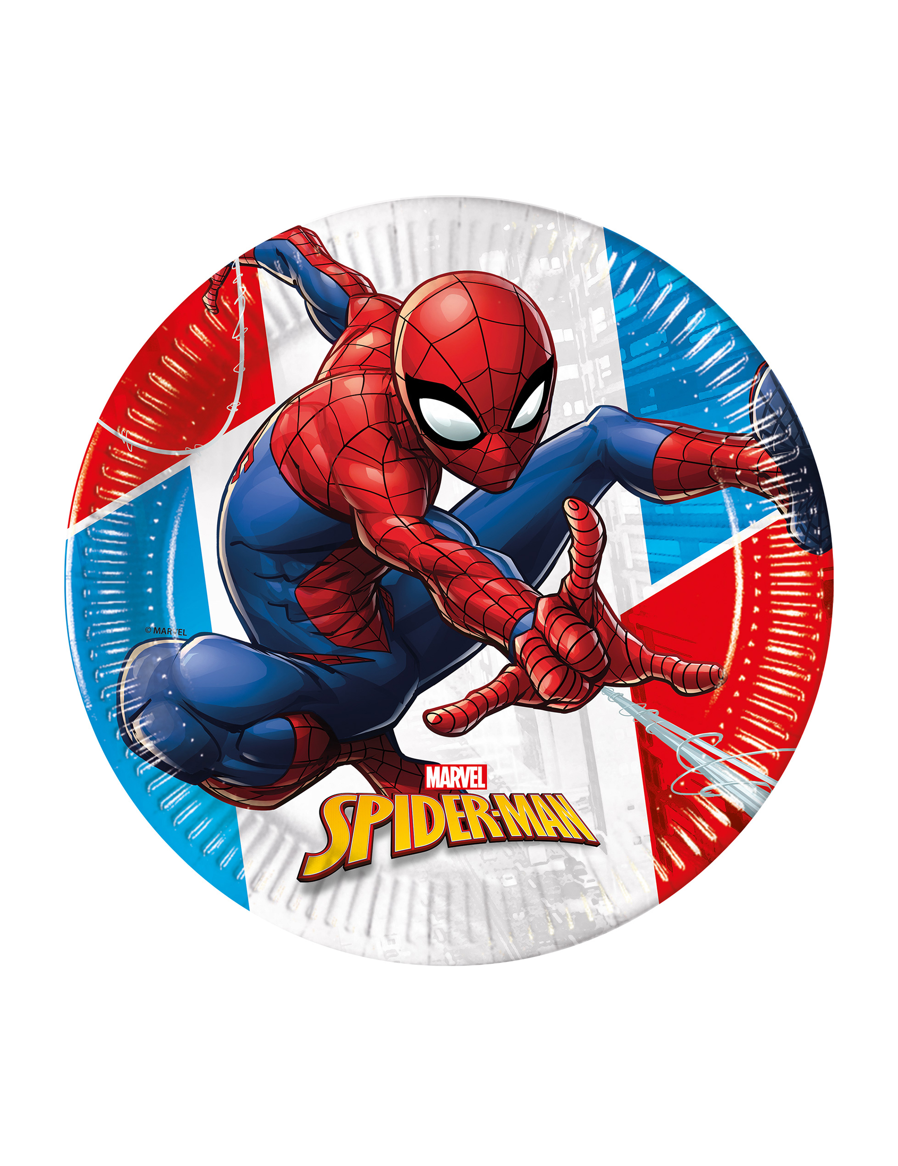 8 Assiettes en carton Spiderman rouge et bleu 23 cm