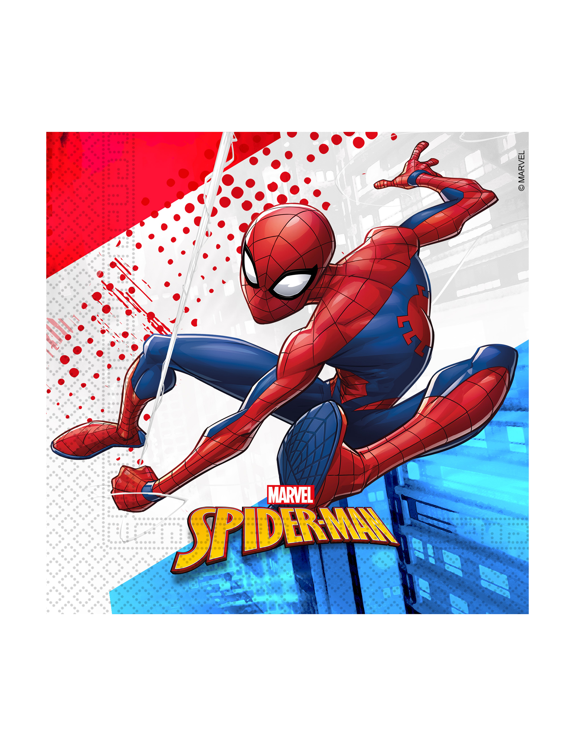 20 Serviettes en papier compostable Spiderman 33 x 33 cm