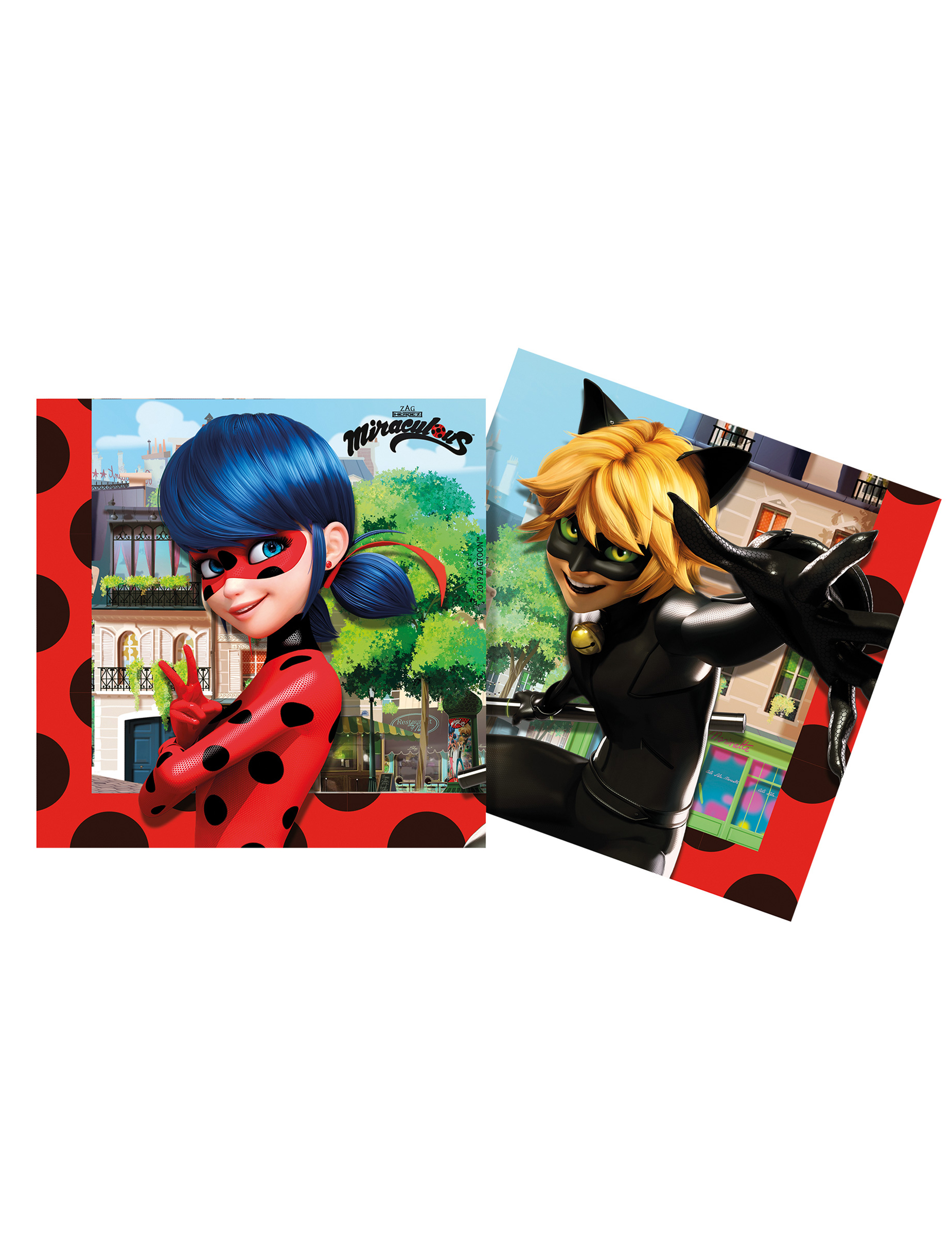 20 Serviettes en papier compostable Miraculous Ladybug 33 x 33 cm