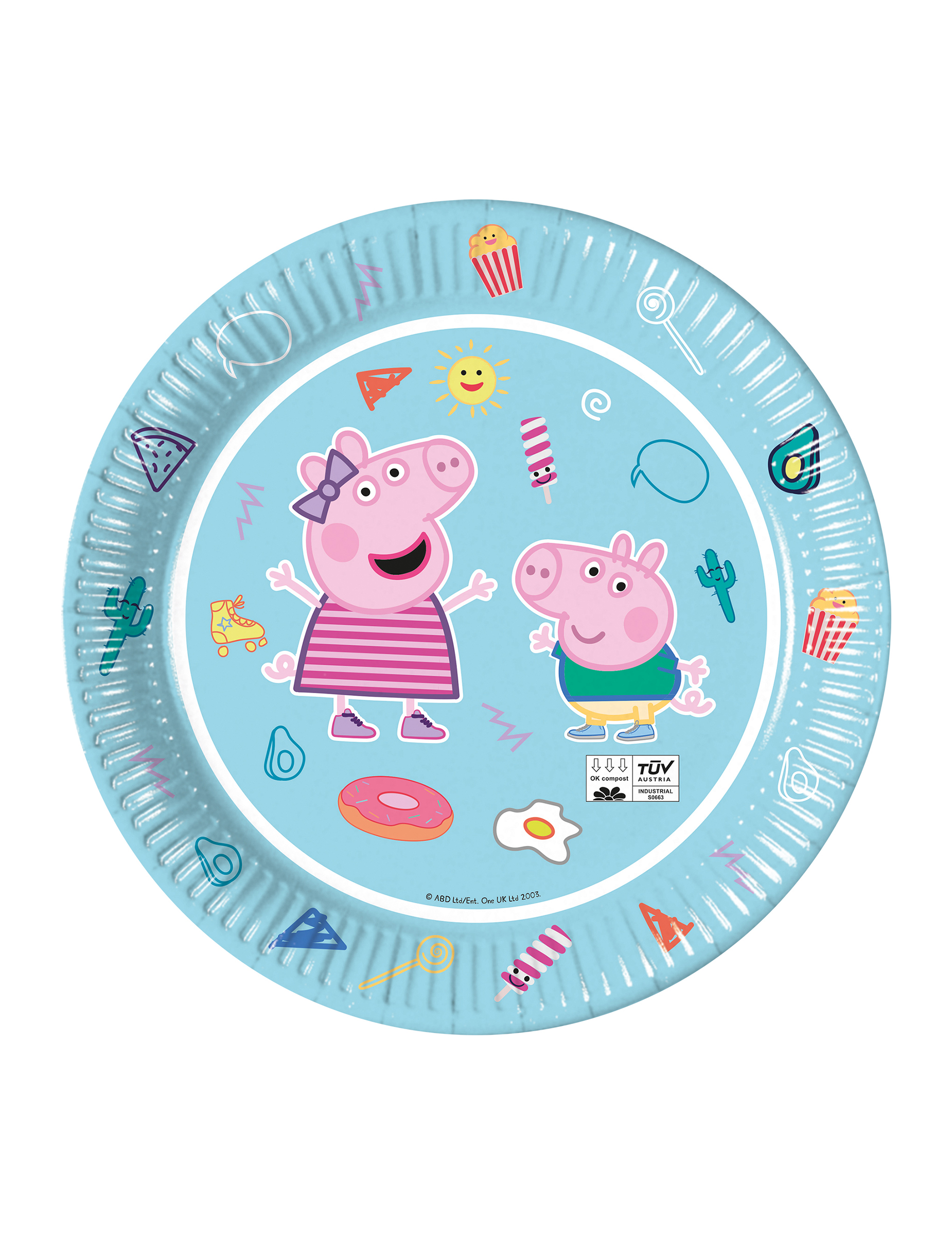 8 Assiettes en carton Peppa Pig bleues 23 cm