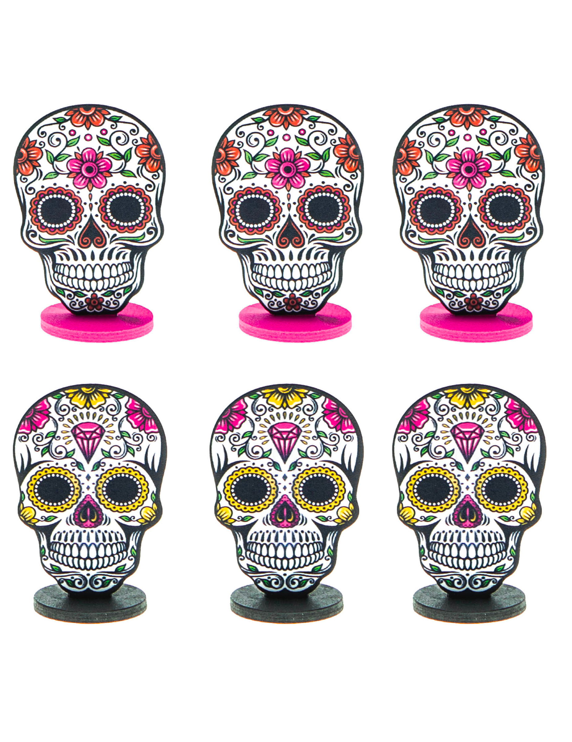 6 Marques places en Bois Dia de los muertos 6 cm