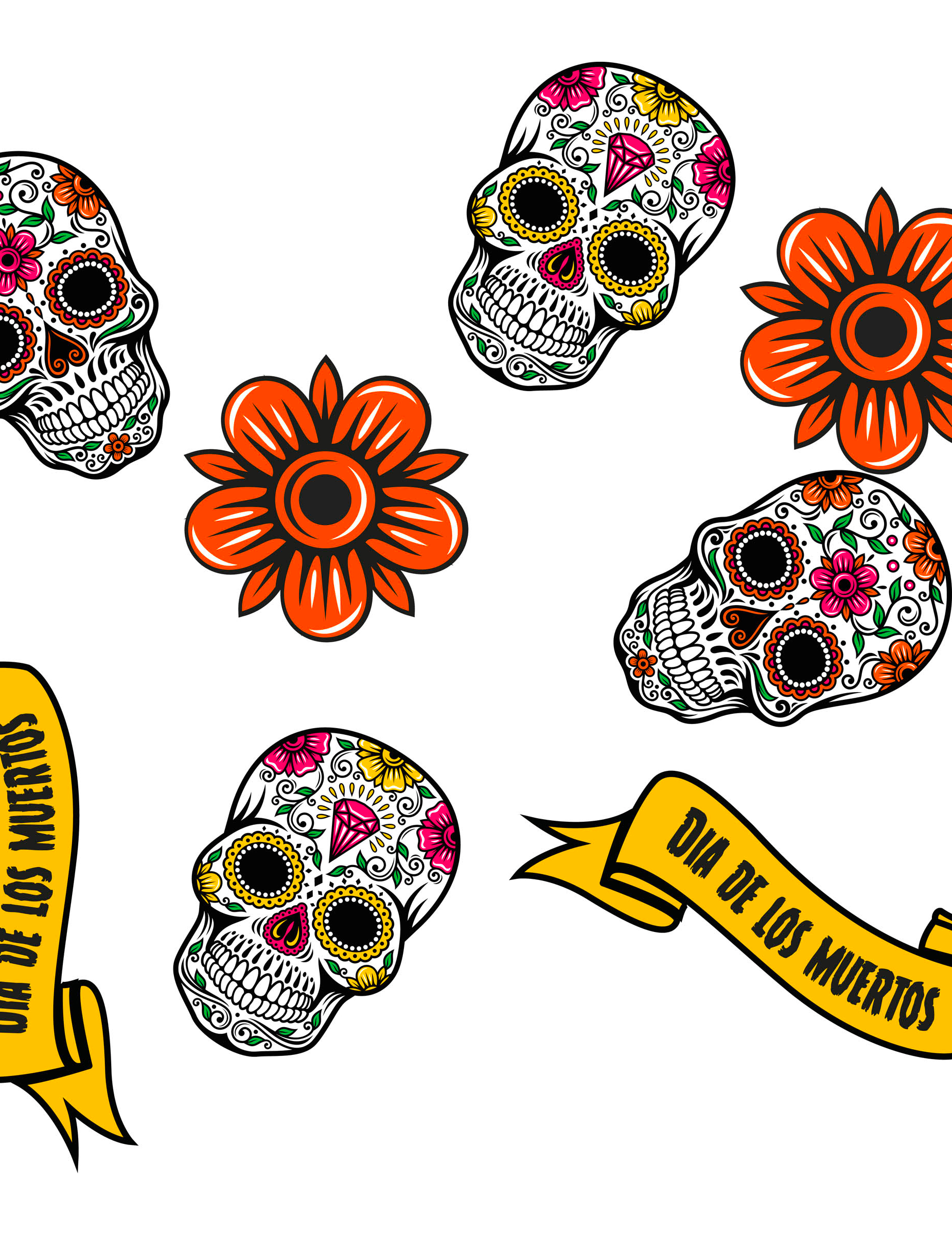 24 Confettis en bois Dia de los muertos
