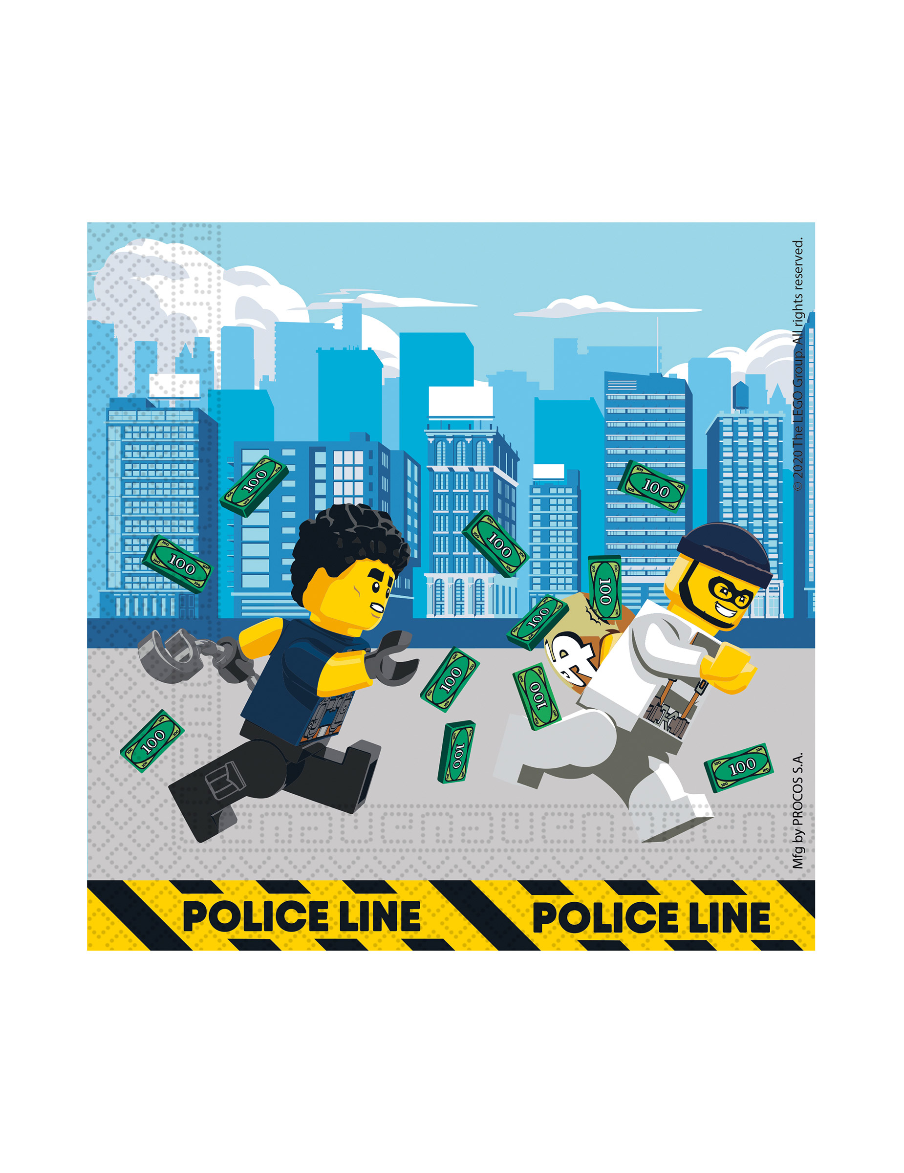 20 Serviettes en papier Lego City 33 x 33 cm
