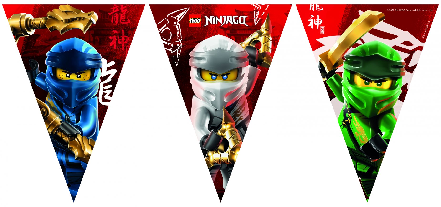 Guirlande fanions en papier FSC® Lego Ninjago 2,3 m