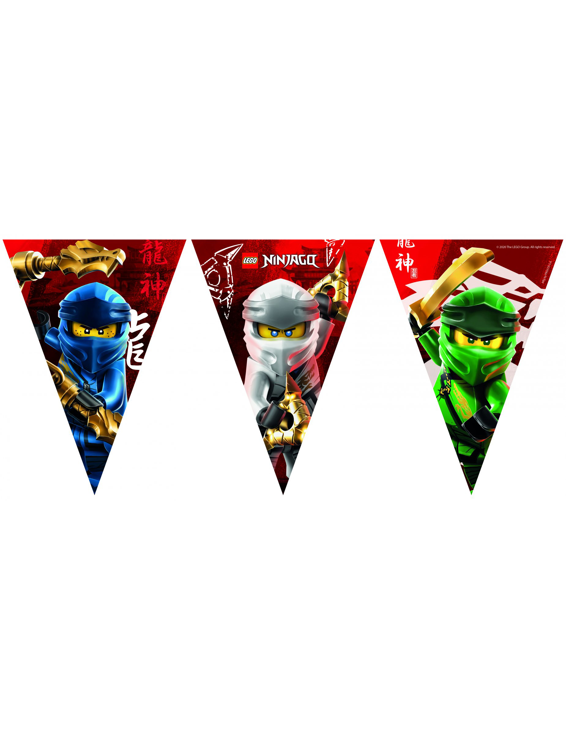 Guirlande fanions en papier FSC® Lego Ninjago 2,3 m