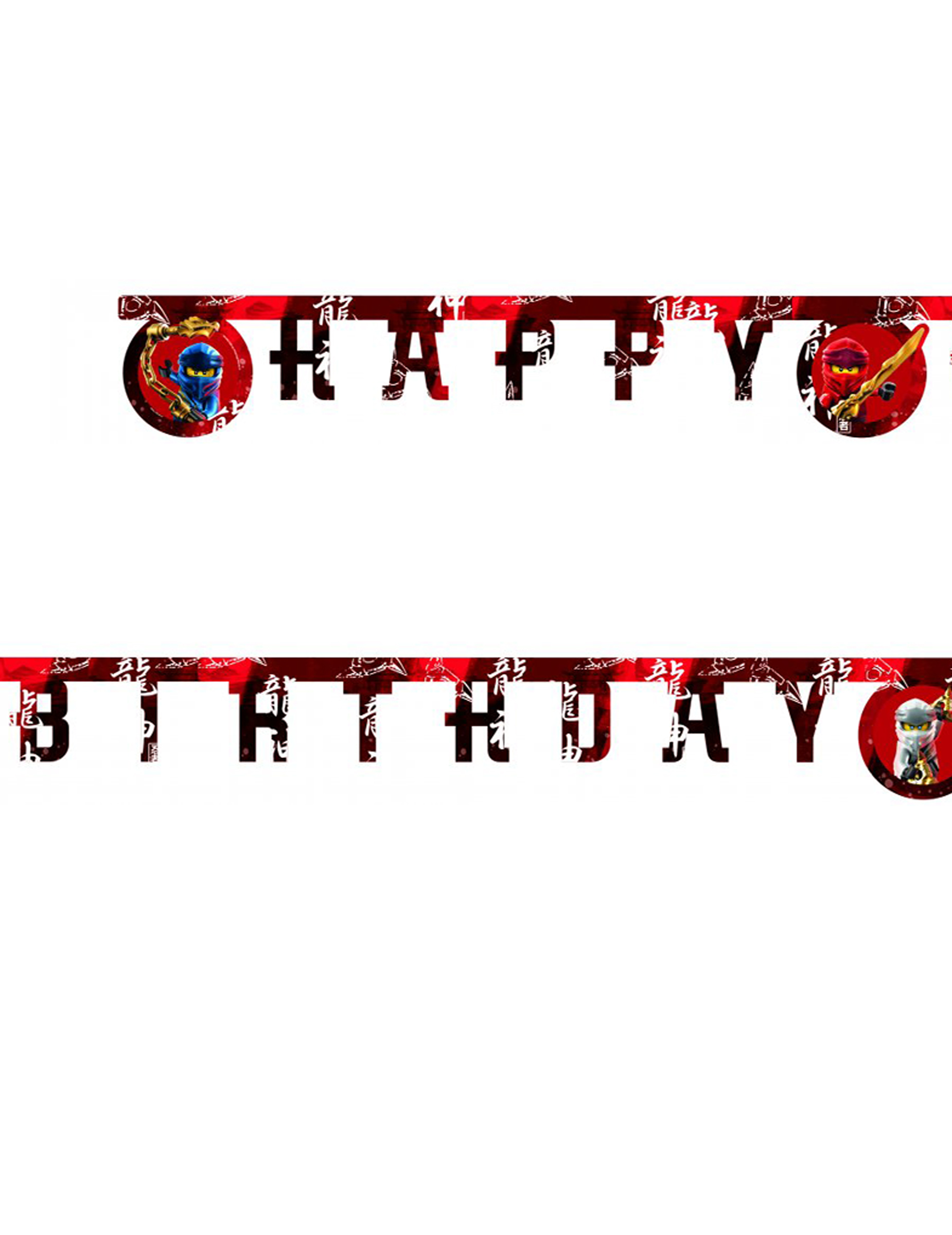Guirlande en papier Happy Birthday FSC® Lego Ninjago 2 m
