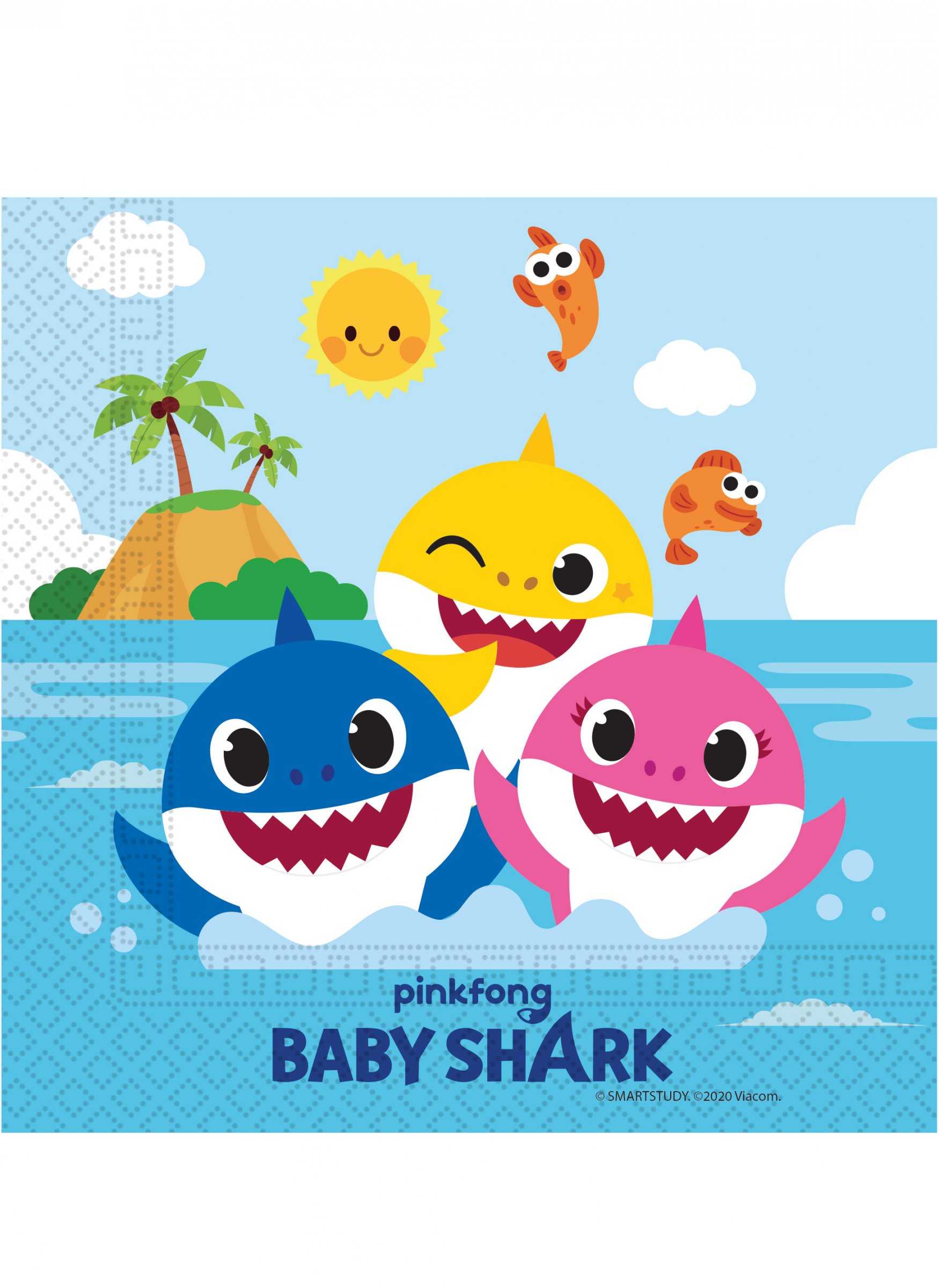 20 Serviettes en papier FSC® Baby Shark 33 x 33 cm