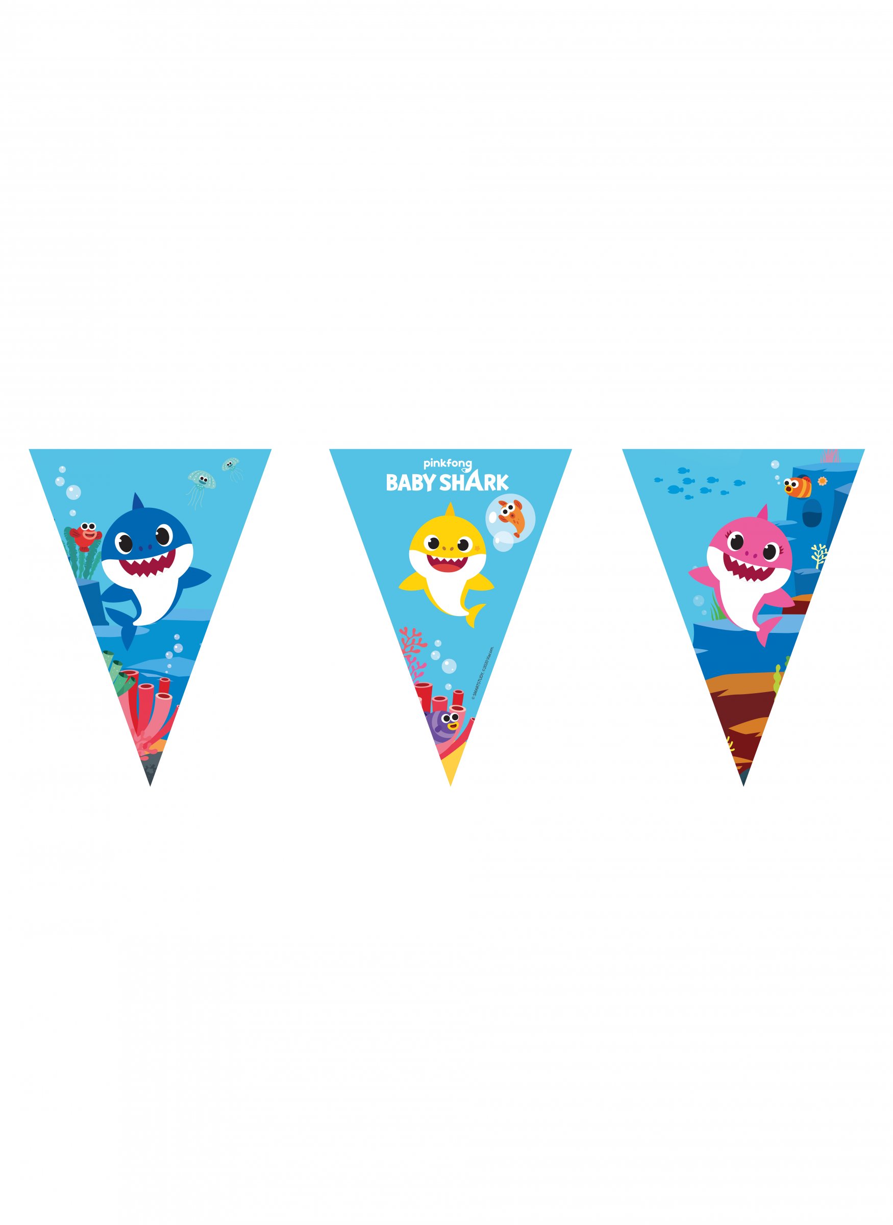 Guirlande fanions en papier FSC® Baby Shark 2,3 m