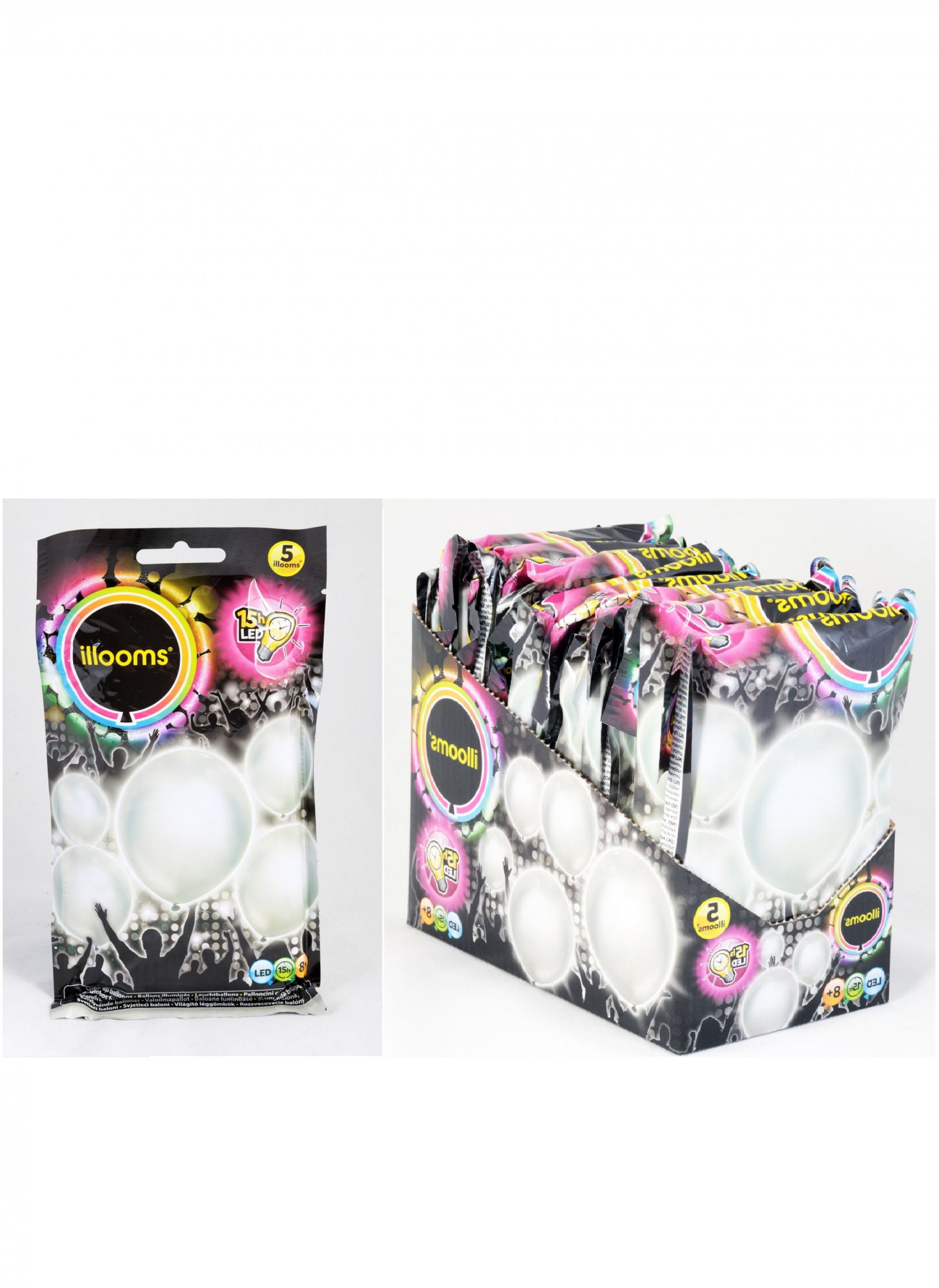 5 Ballons LED argentés Illooms®