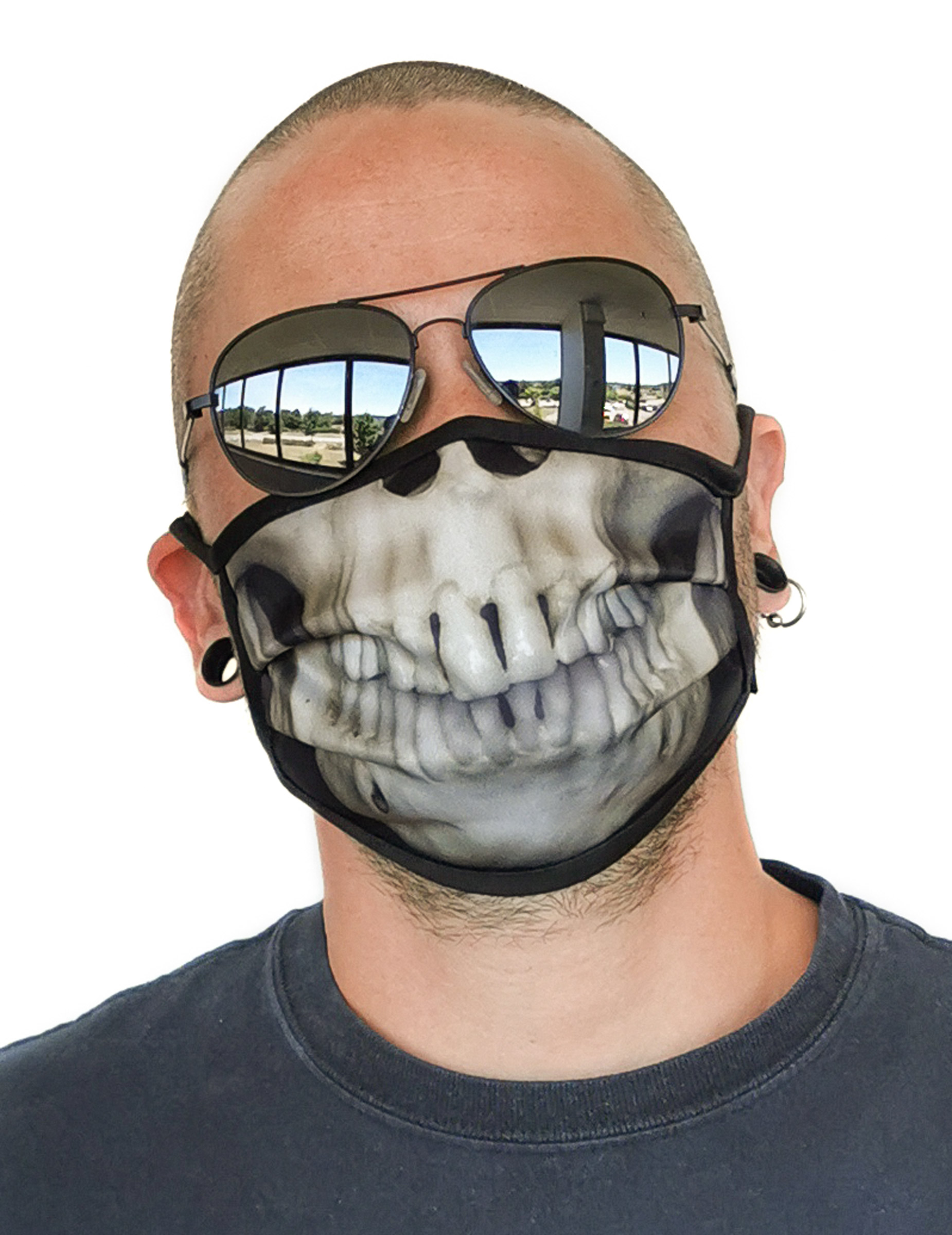 Masque cache nez imprimé squelette adulte