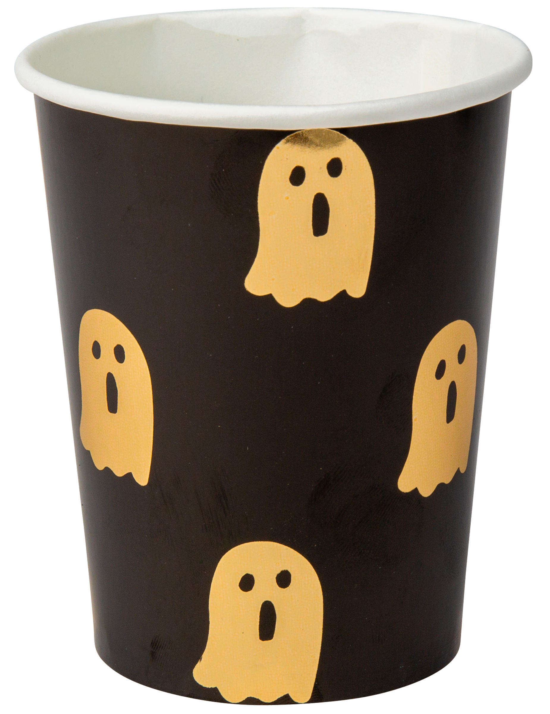 8 Gobelets en carton petit fantôme noir et or 255 ml