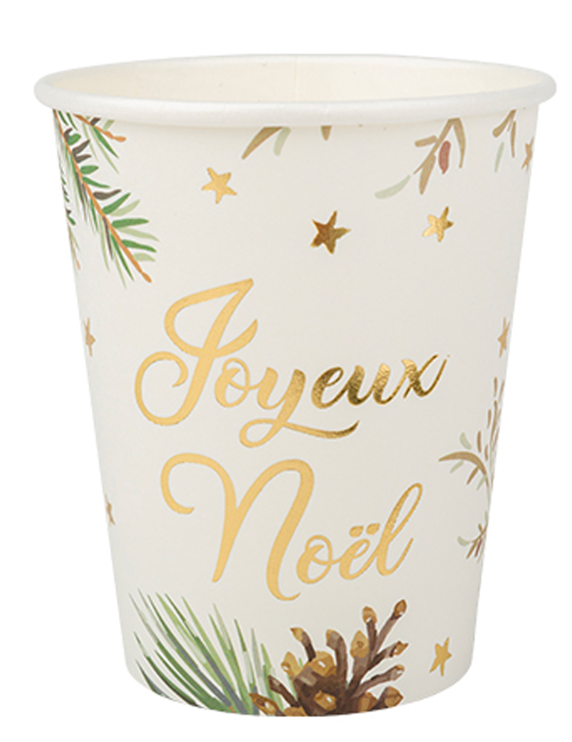 8 Gobelets en carton Joyeux Noël nature boisée 255 ml