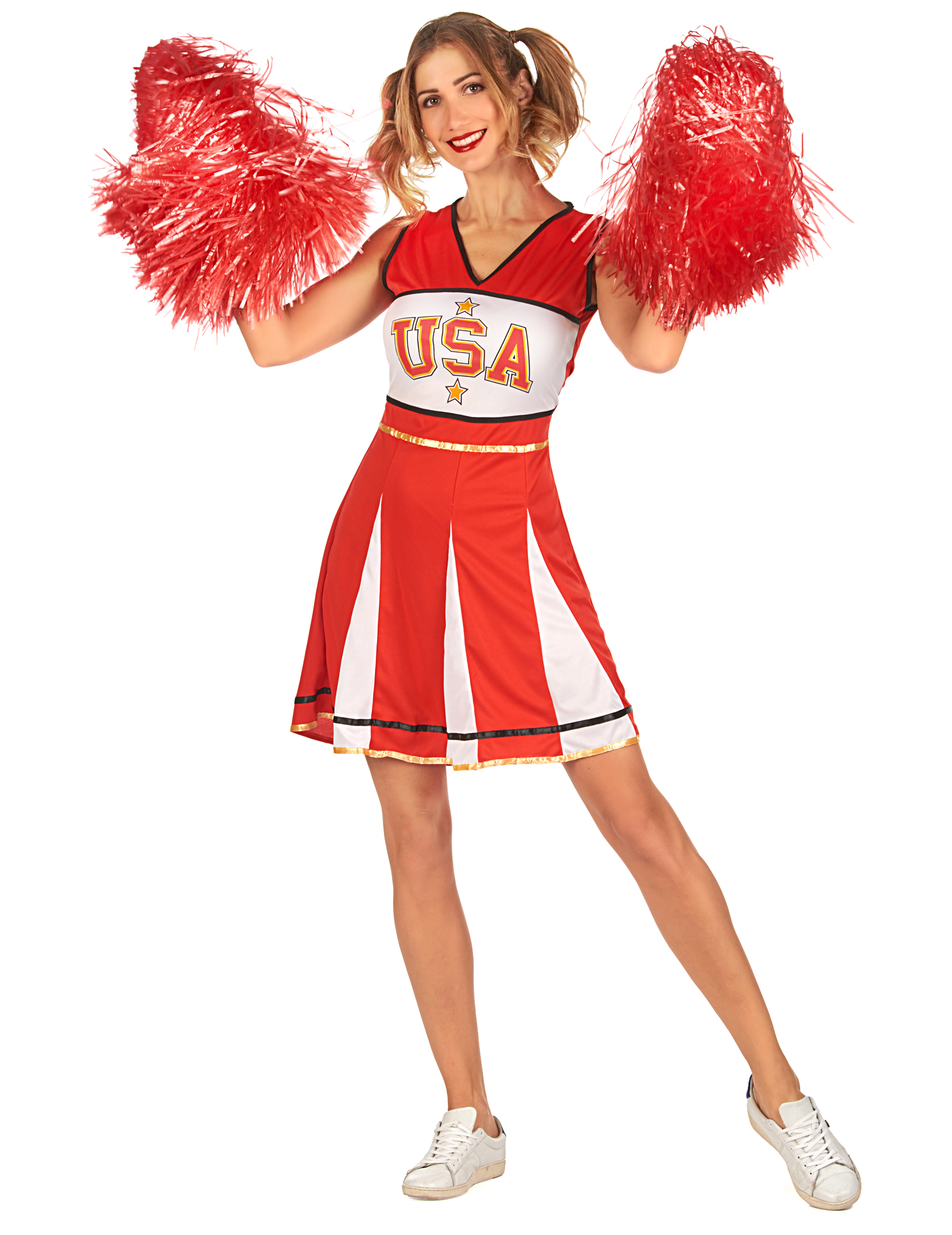 Déguisement pompom girl USA rouge femme