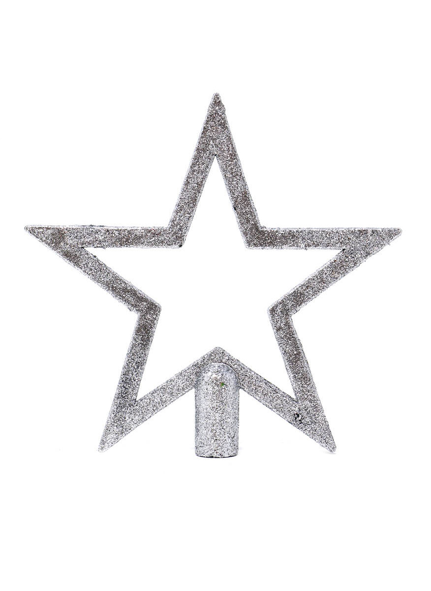 Etoile pour sapin à paillettes argentées 20 cm