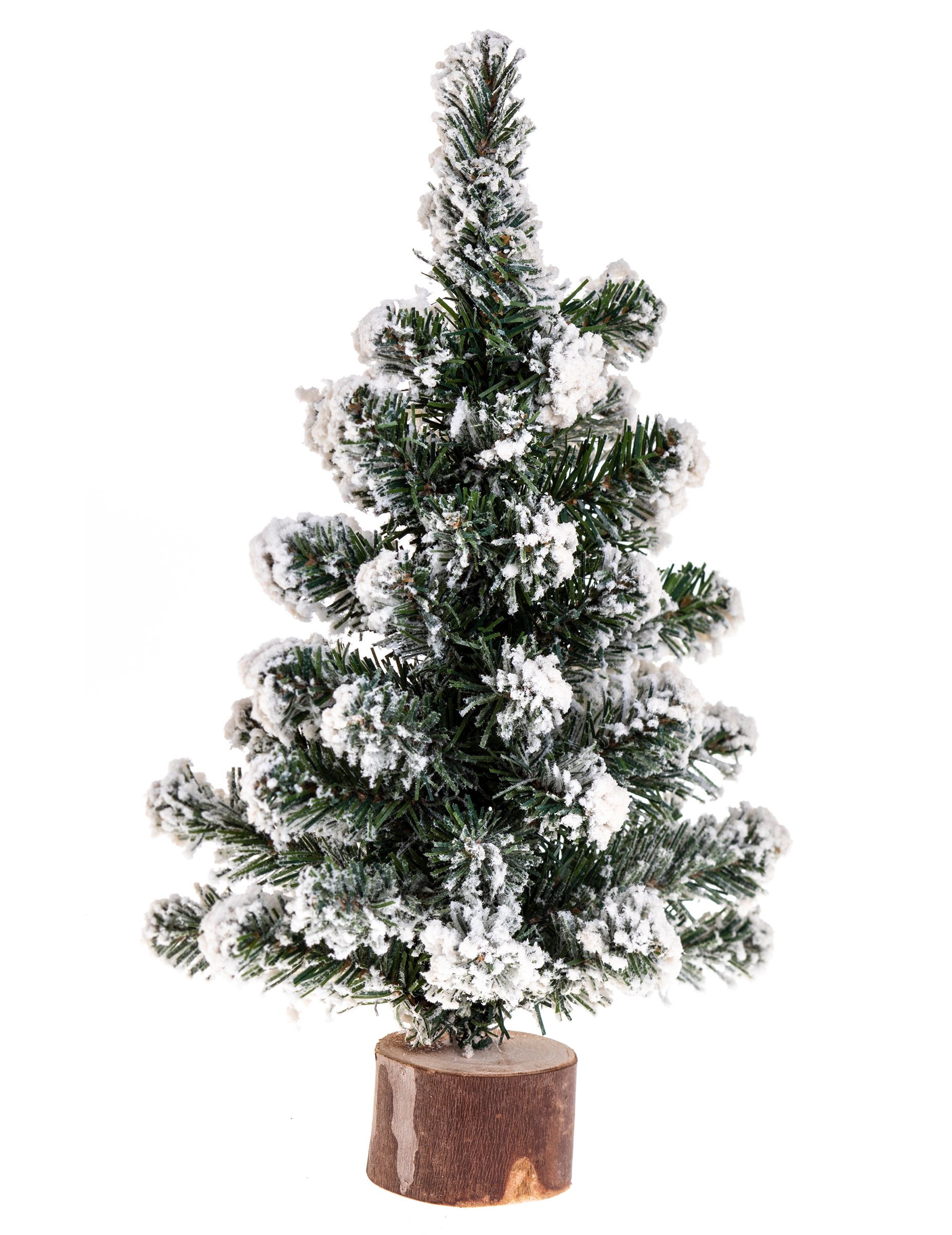 Sapin de table enneigé sur rondin 25 cm