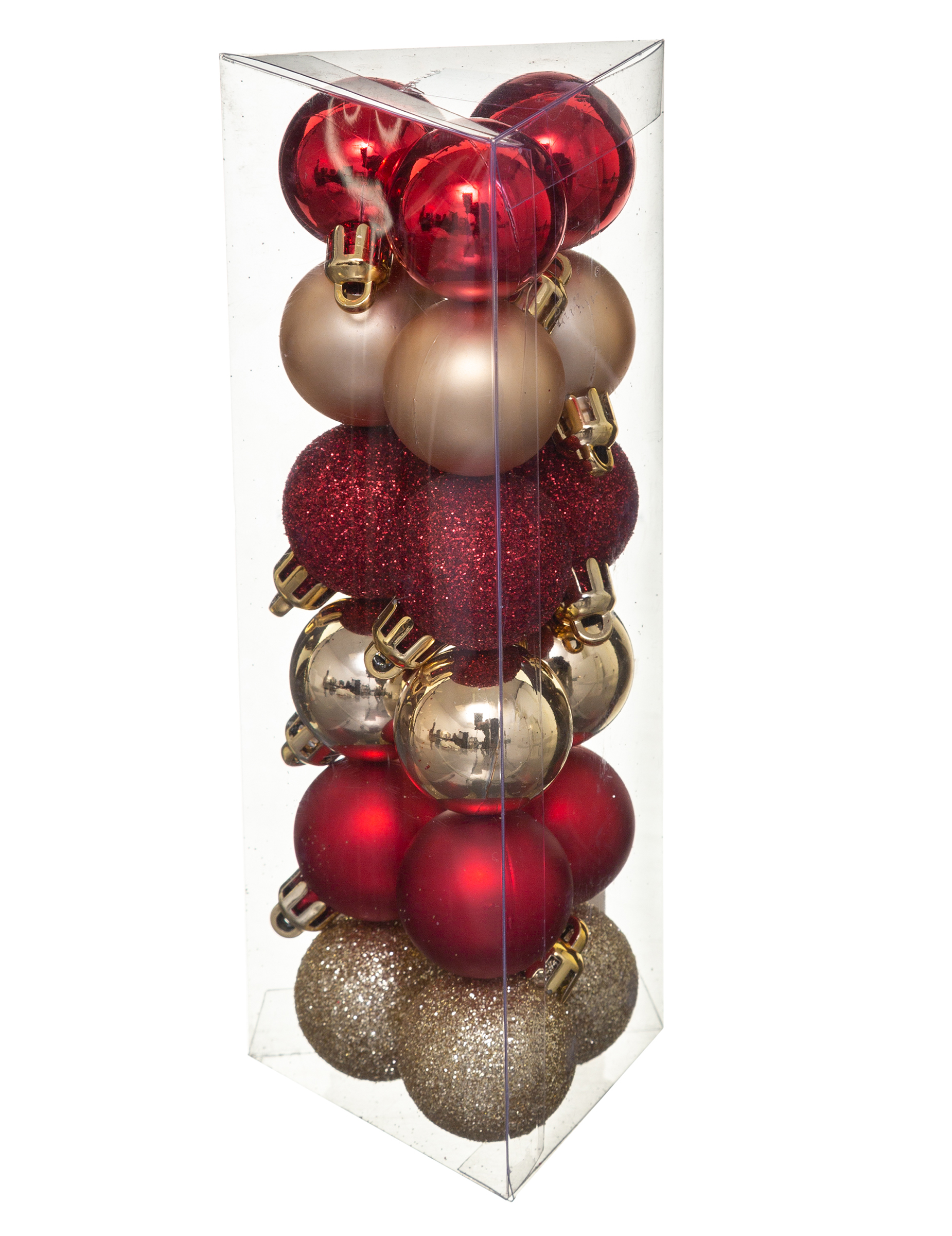 18 Mini boules de noël rouge et or 3 cm