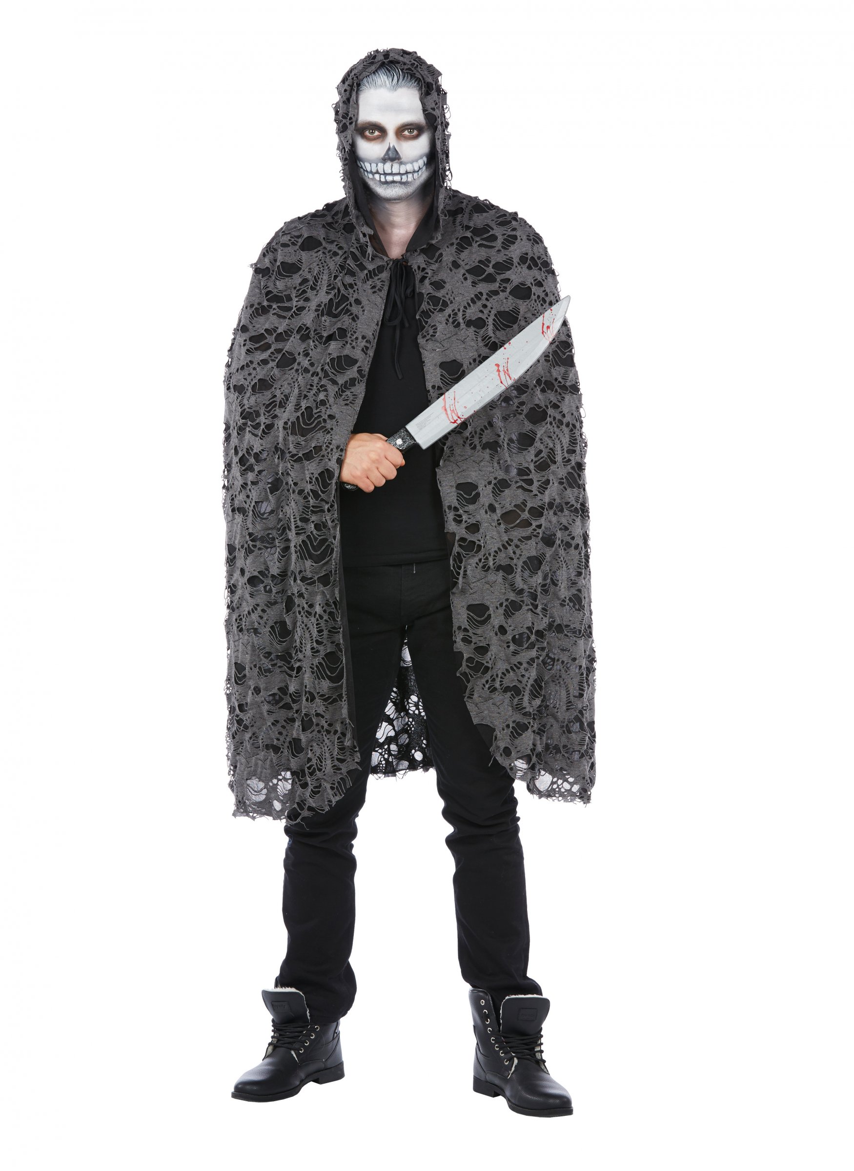 Cape de zombie noire et grise adulte