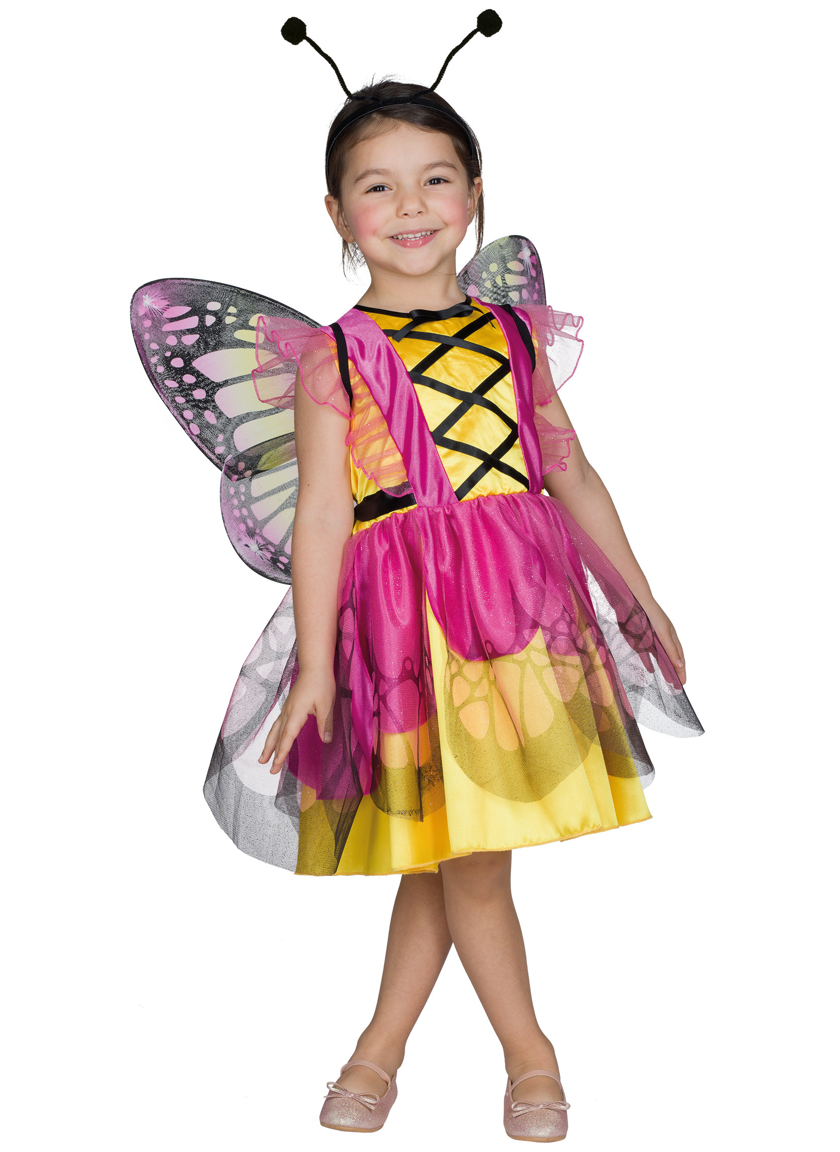 Déguisement papillon rose et jaune fille