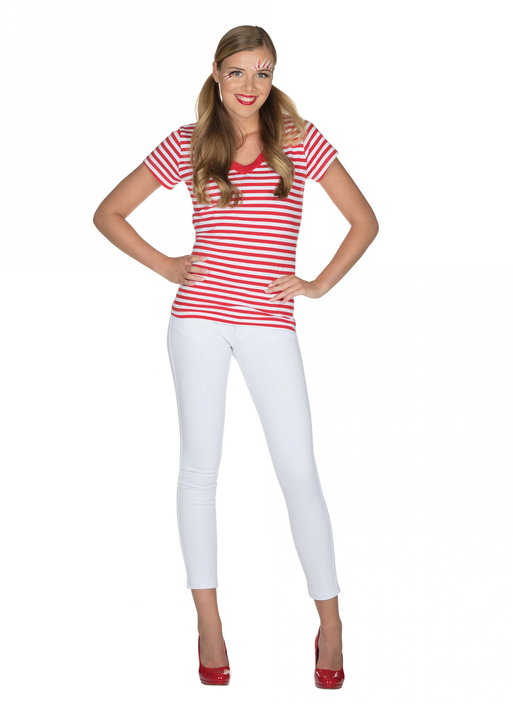 T-shirt à rayures rouges et blanches femme