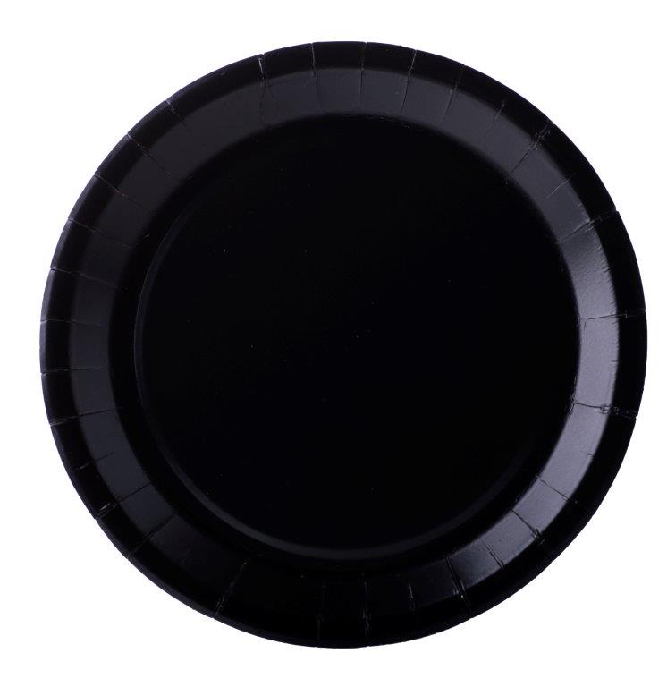 10 Assiettes en carton noir 22 cm