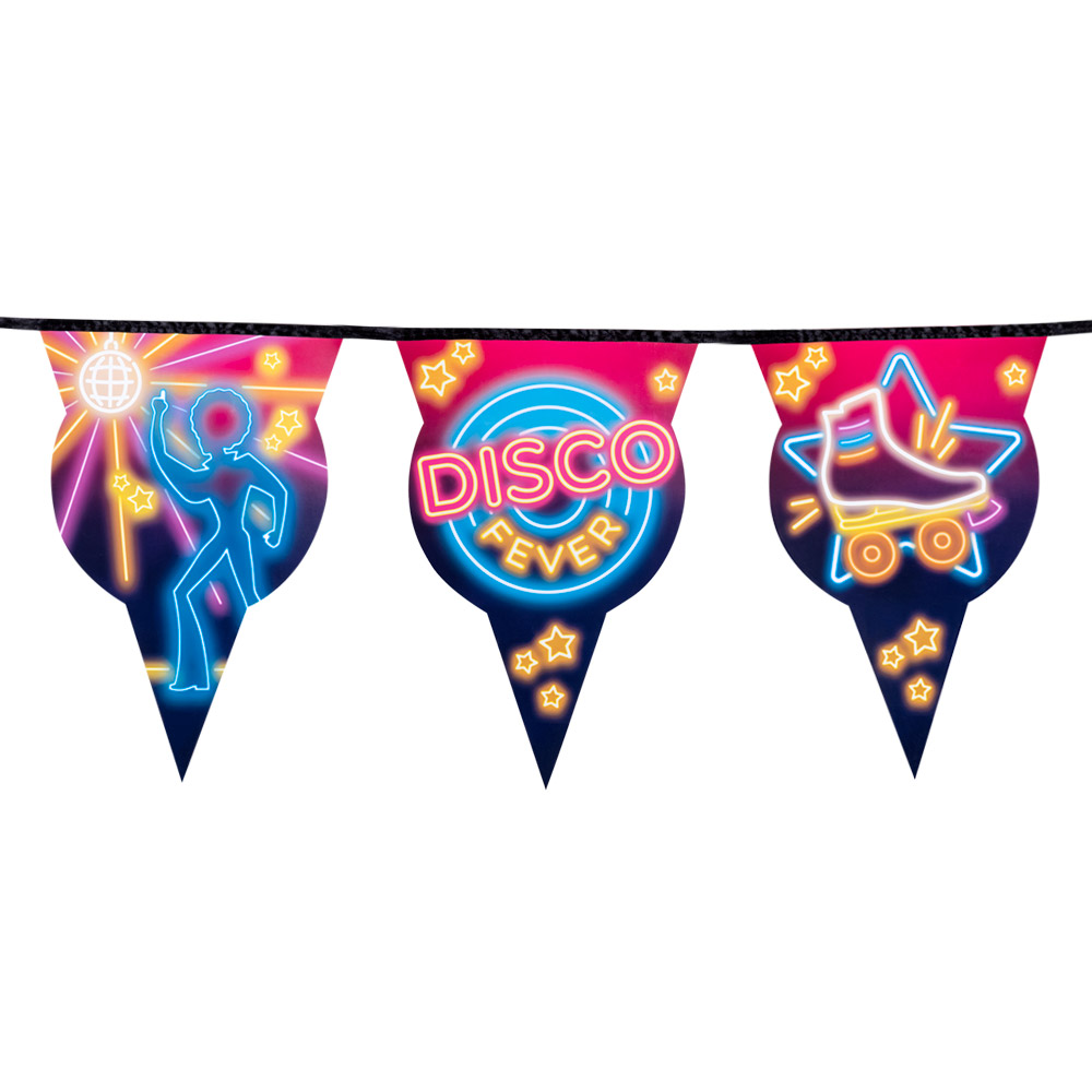 Guirlande de fanions en carton Disco Fever 6 m