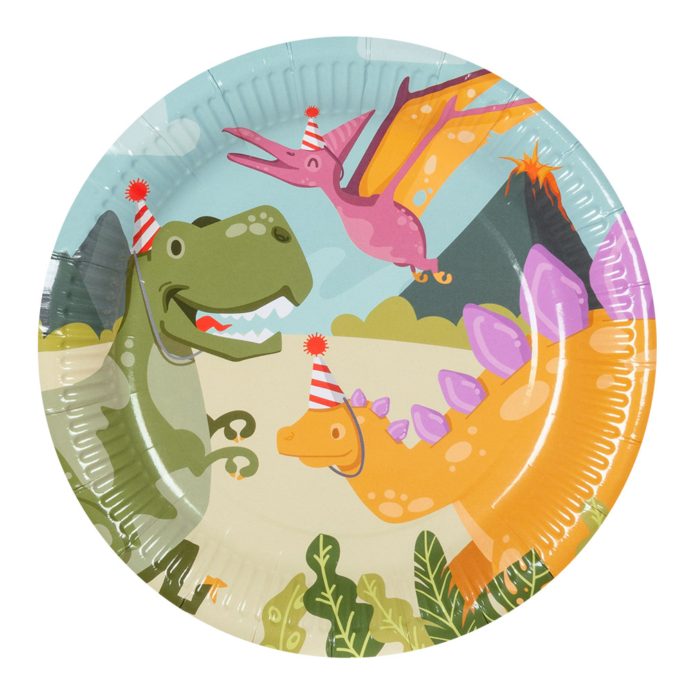 6 Assiettes en carton Dino Party 23 cm