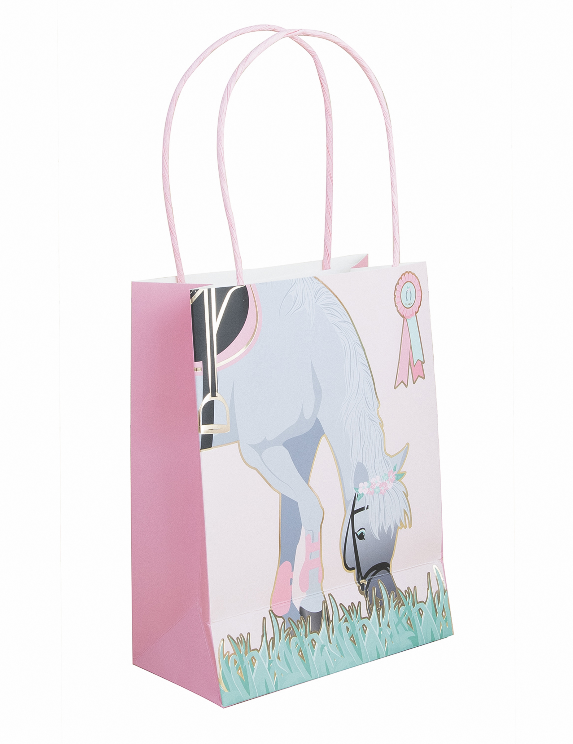 4 Sacs cadeaux en papier Cheval 20 cm