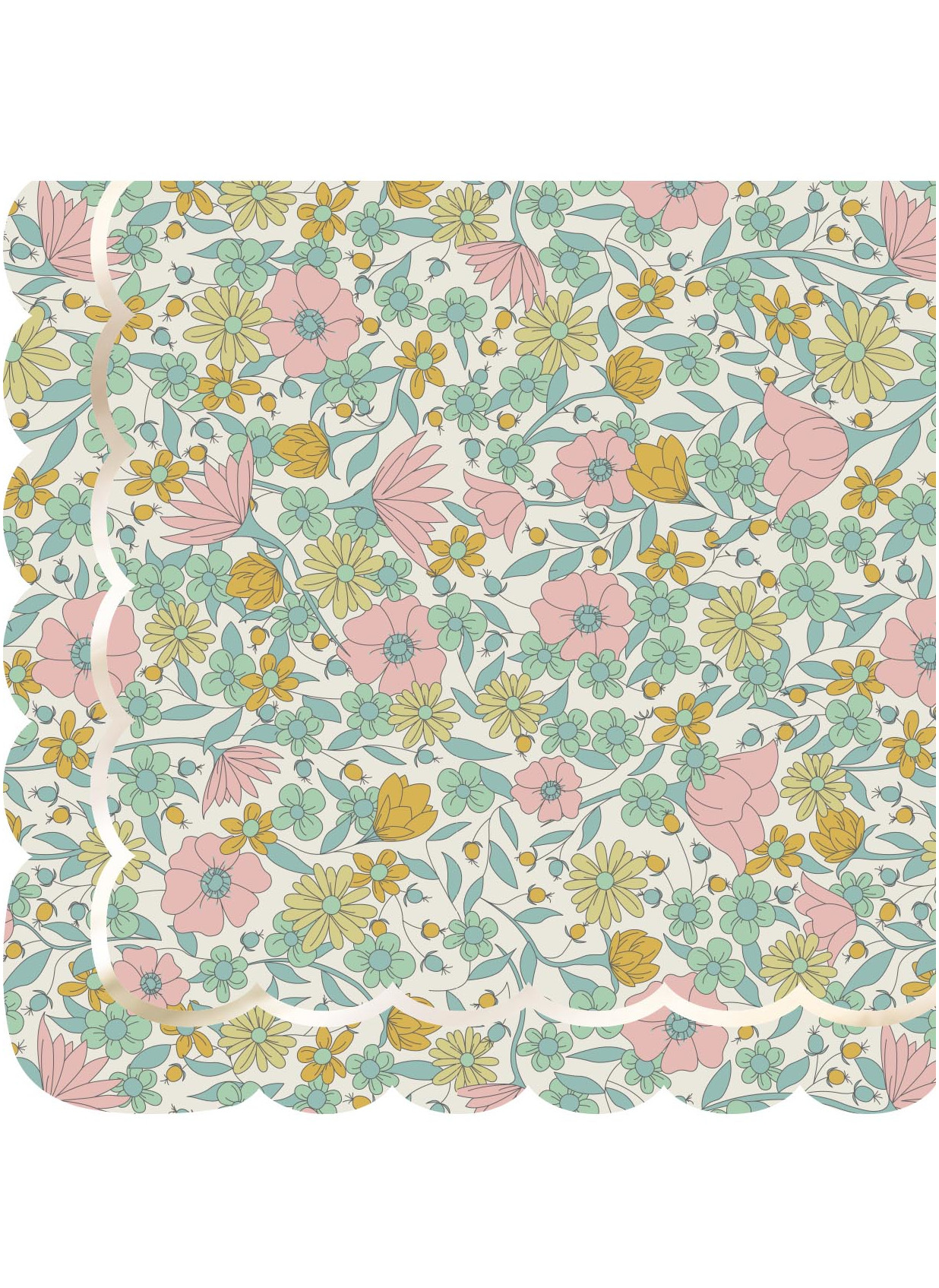 16 Serviettes en papier festonnées shabby or 33 x 33 cm