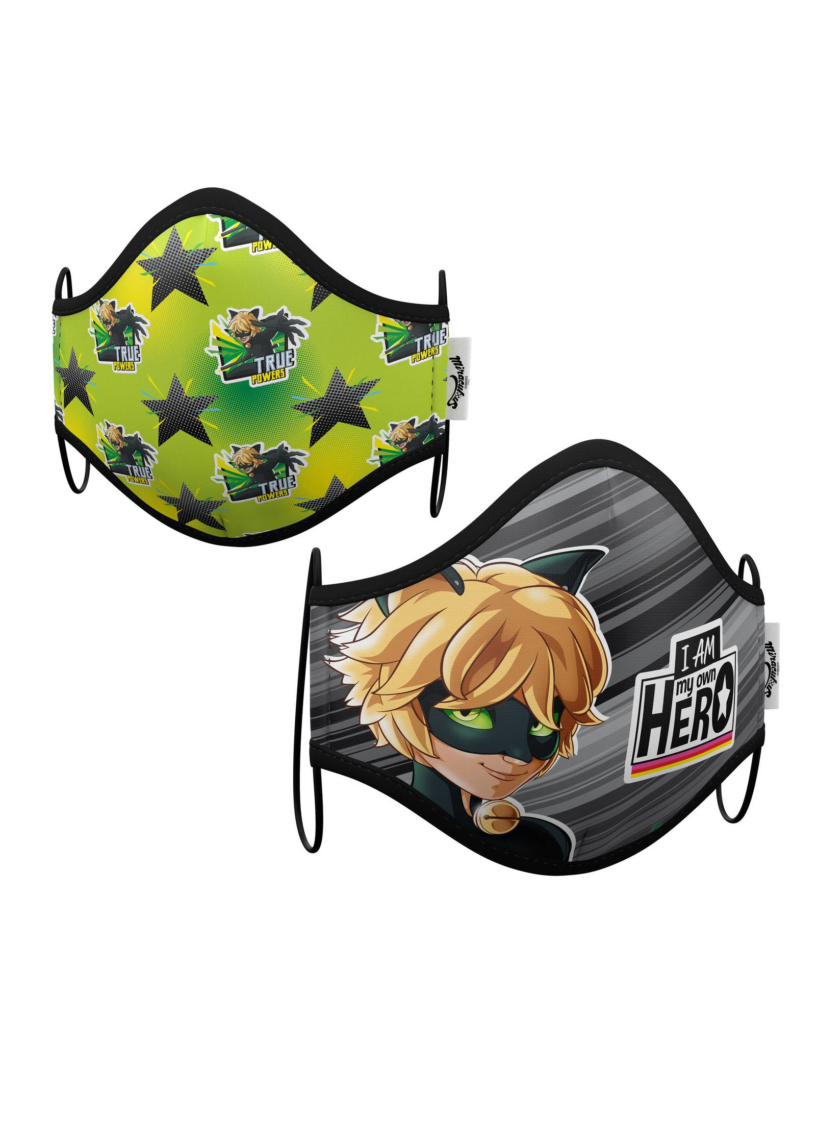 Boîte de 2 masques de protection enfant réutilisables Chat Noir