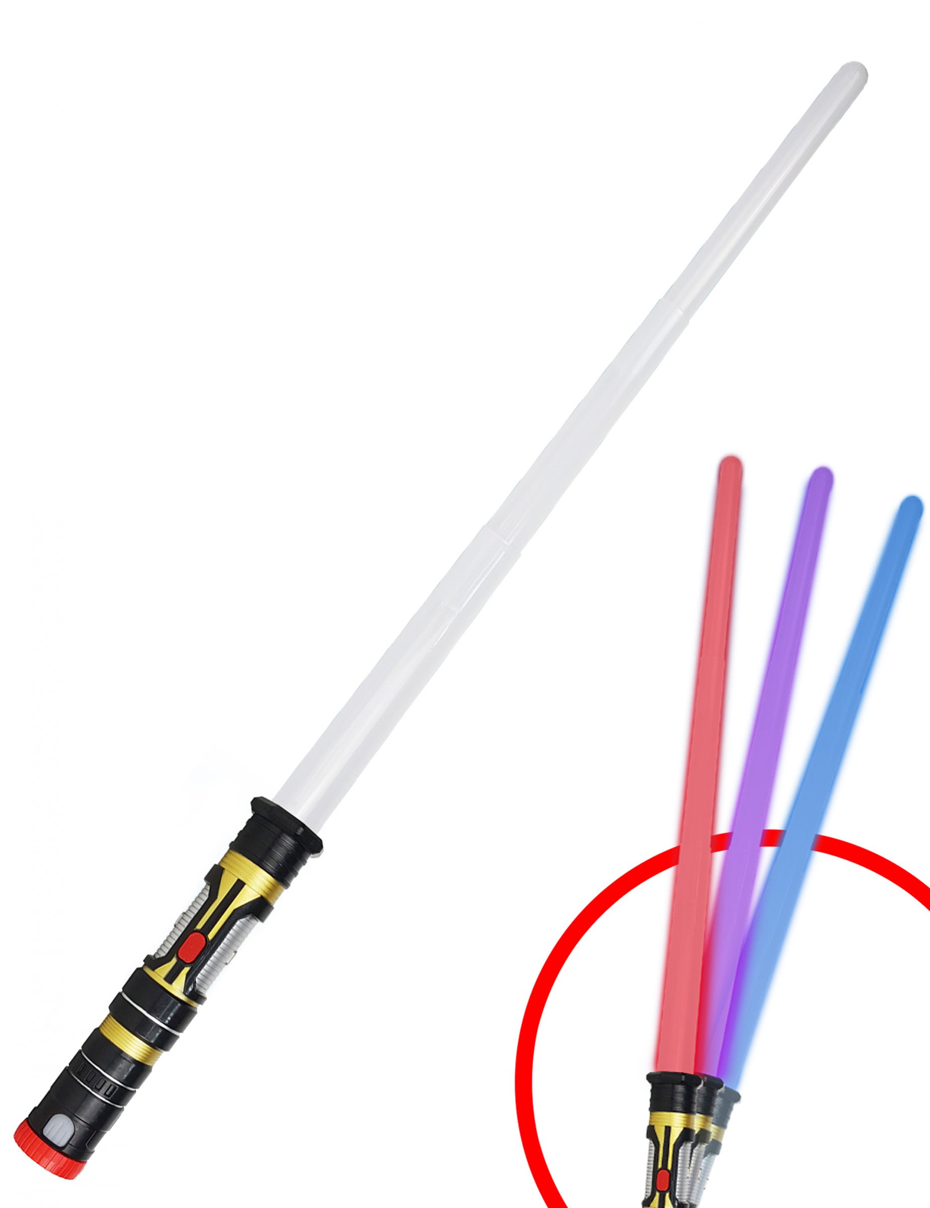 Sabre laser lumineux rétractable 3 en 1 de 80 cm