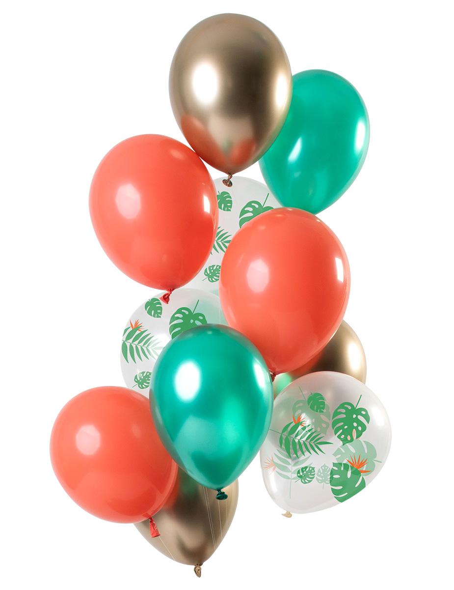 12 Ballons en latex Tropical métallisé 33 cm