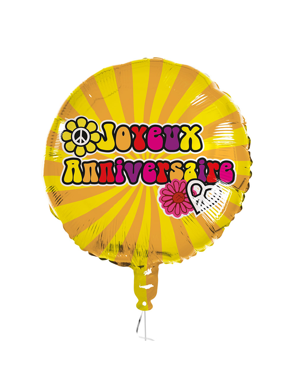 Ballon aluminium Joyeux anniversaire hippie 45 cm