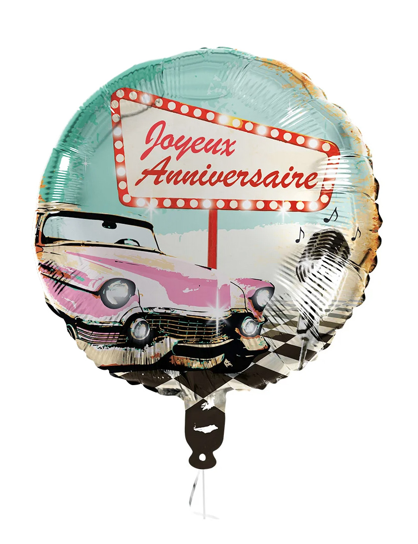 Ballon aluminium Joyeux Anniversaire Rock'n'roll  45 cm